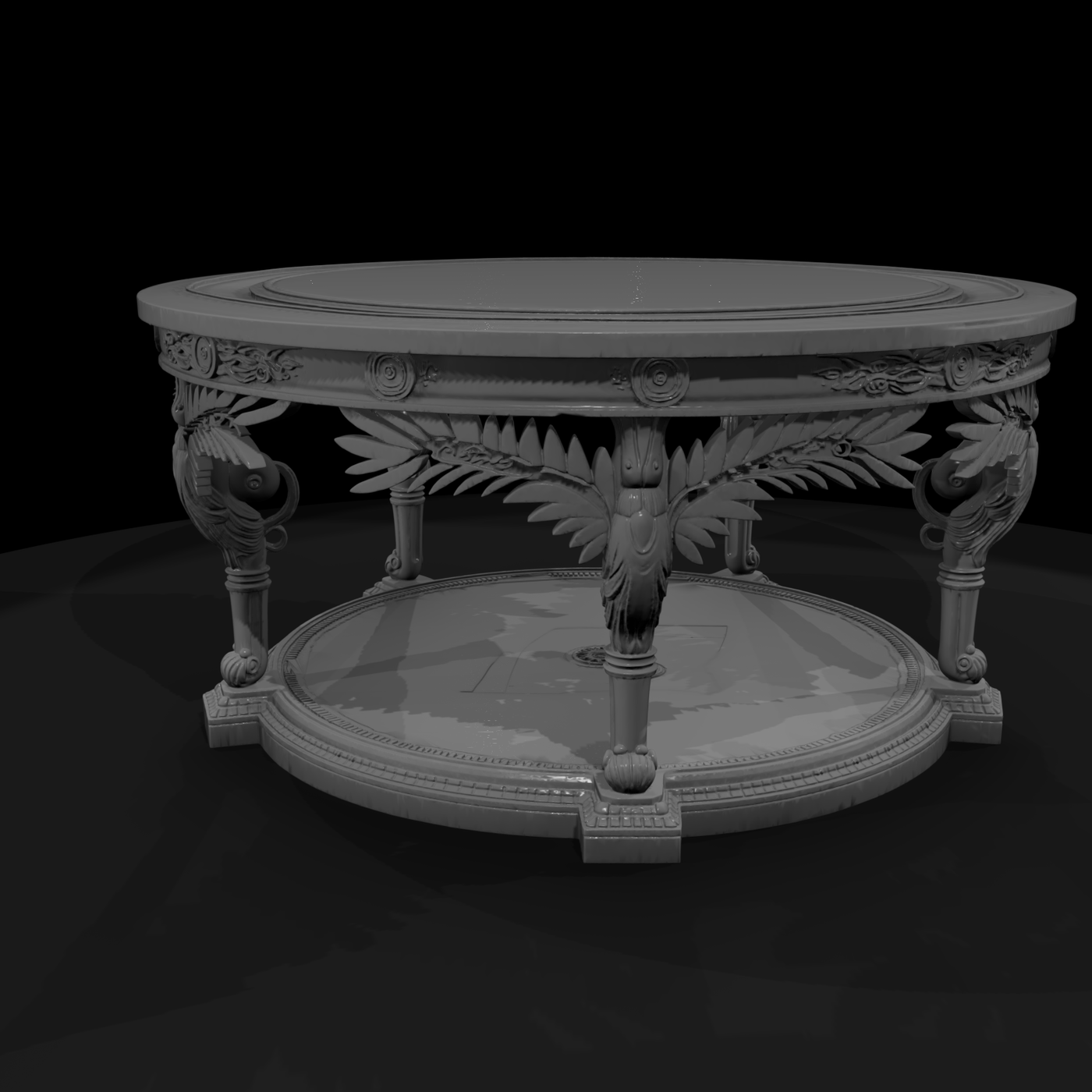 Neoclassical Carved Round Dining Table