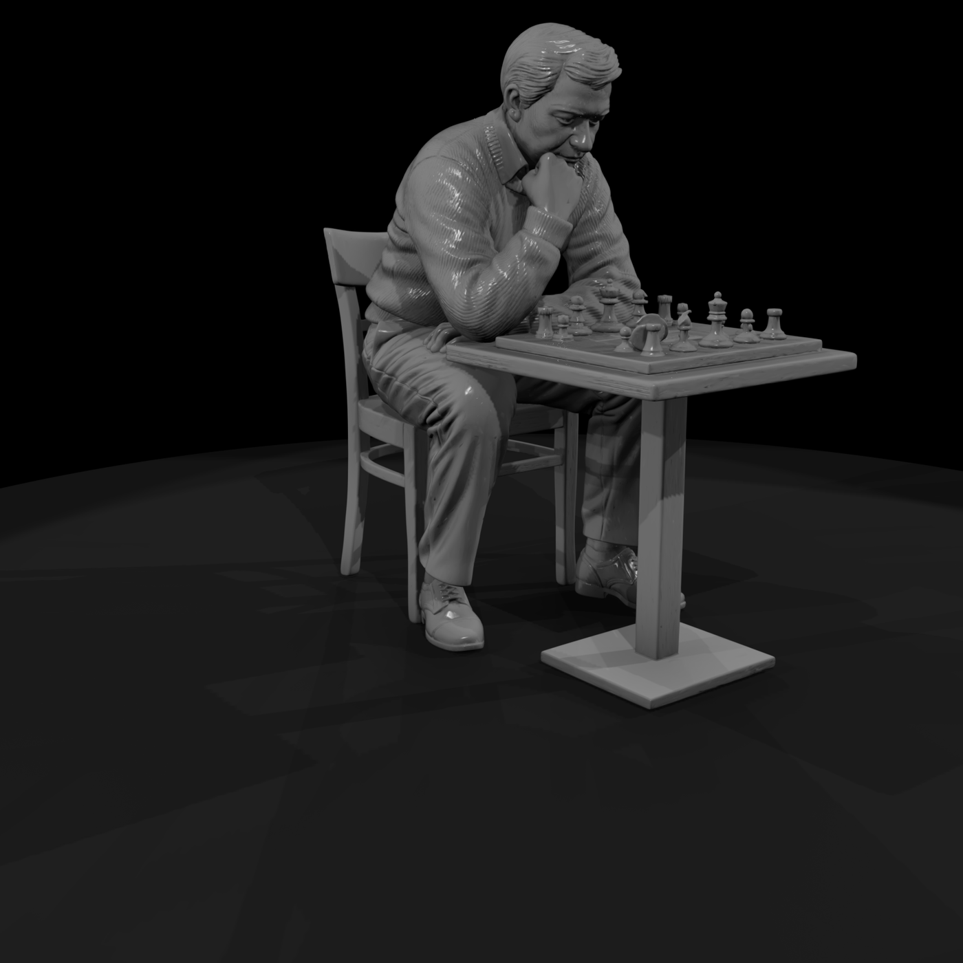 Seated Chess Player in Thought