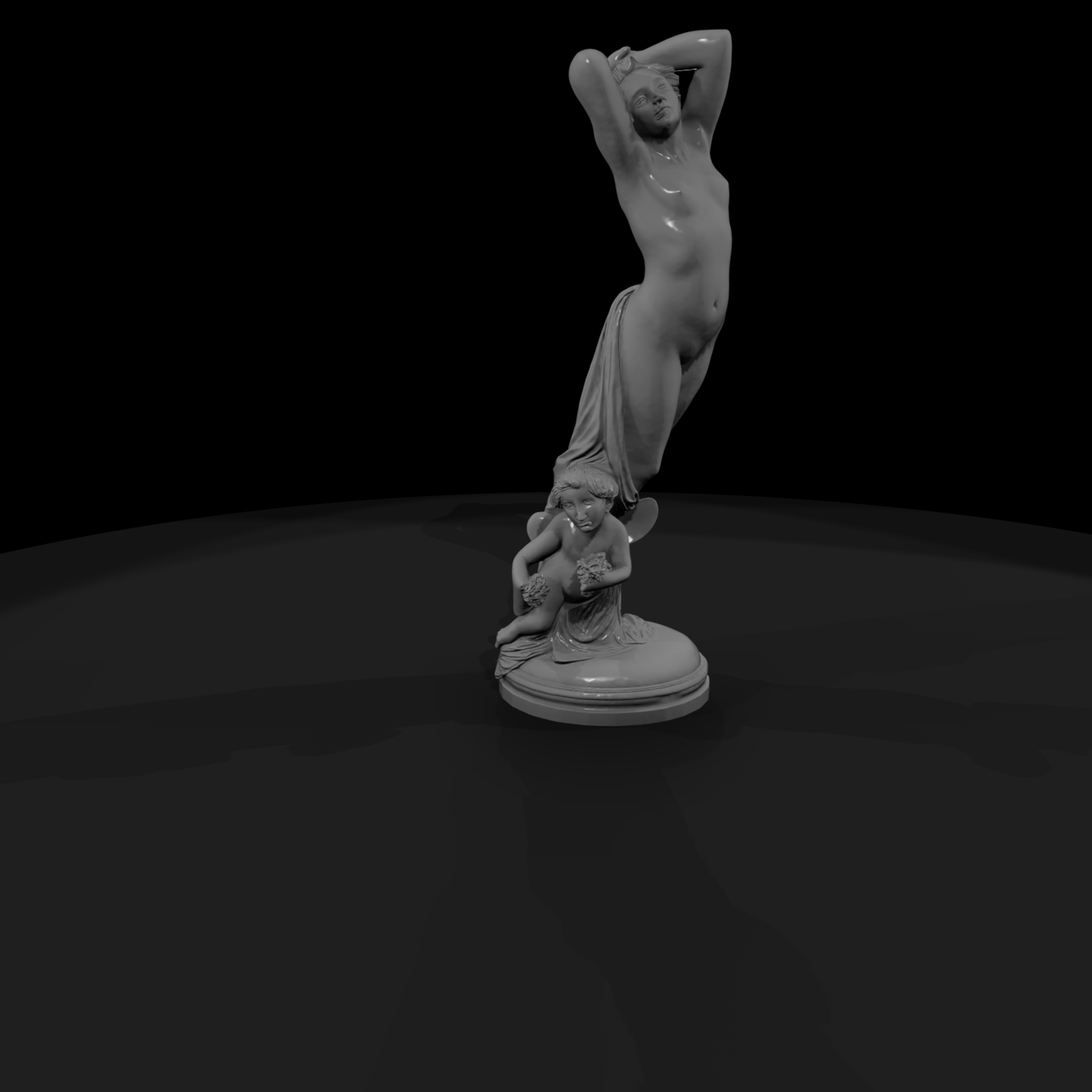 Neoclassical Putto & Draped Female Statuette