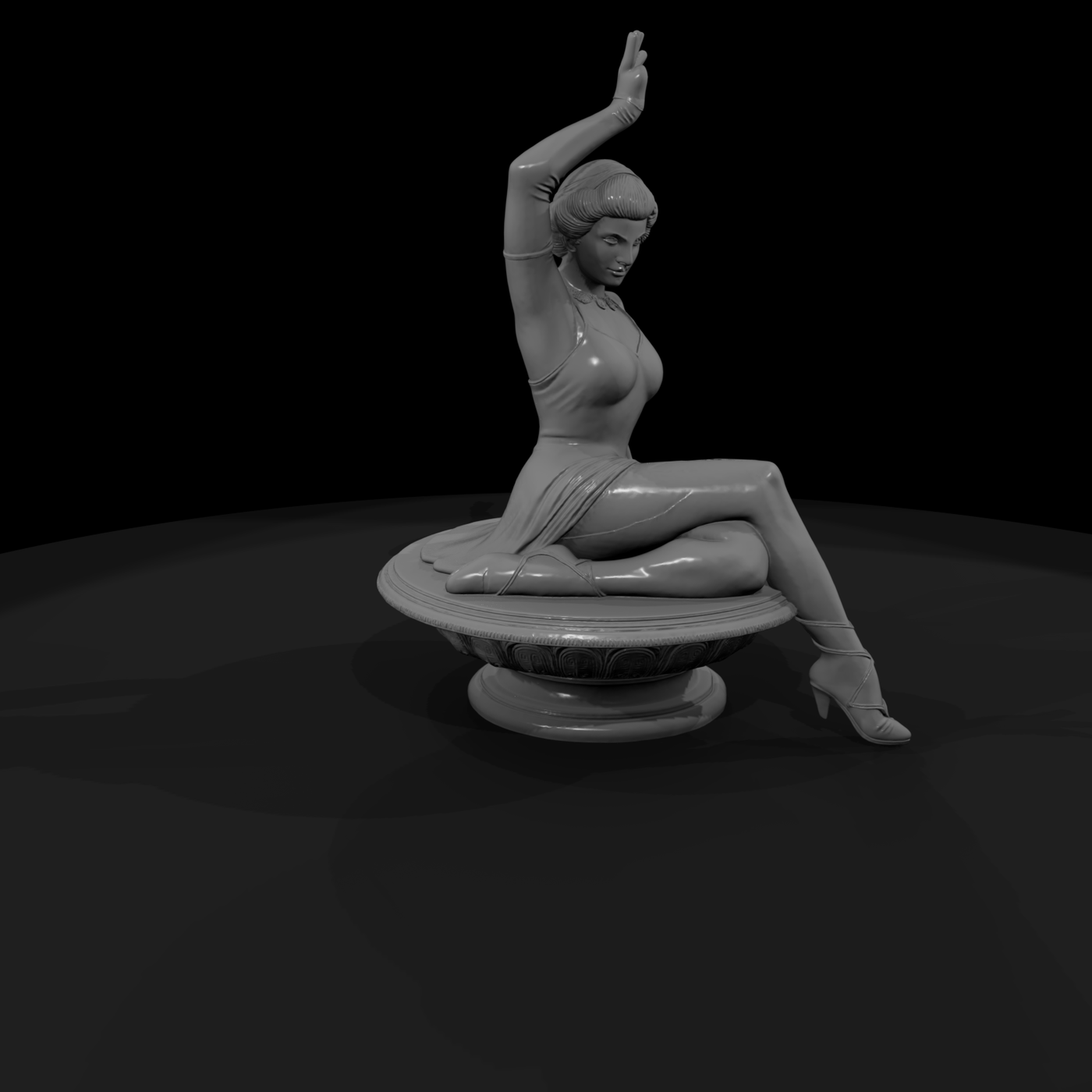 Art Deco Seated Showgirl Statue