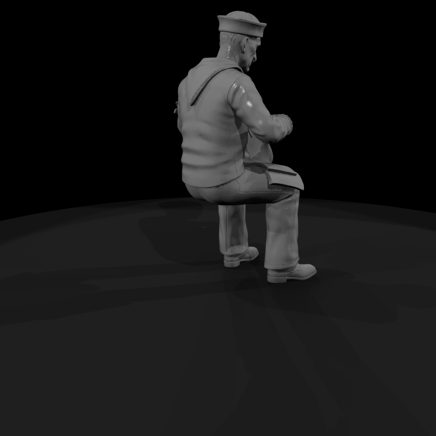 WWII US Navy Sailor Seated