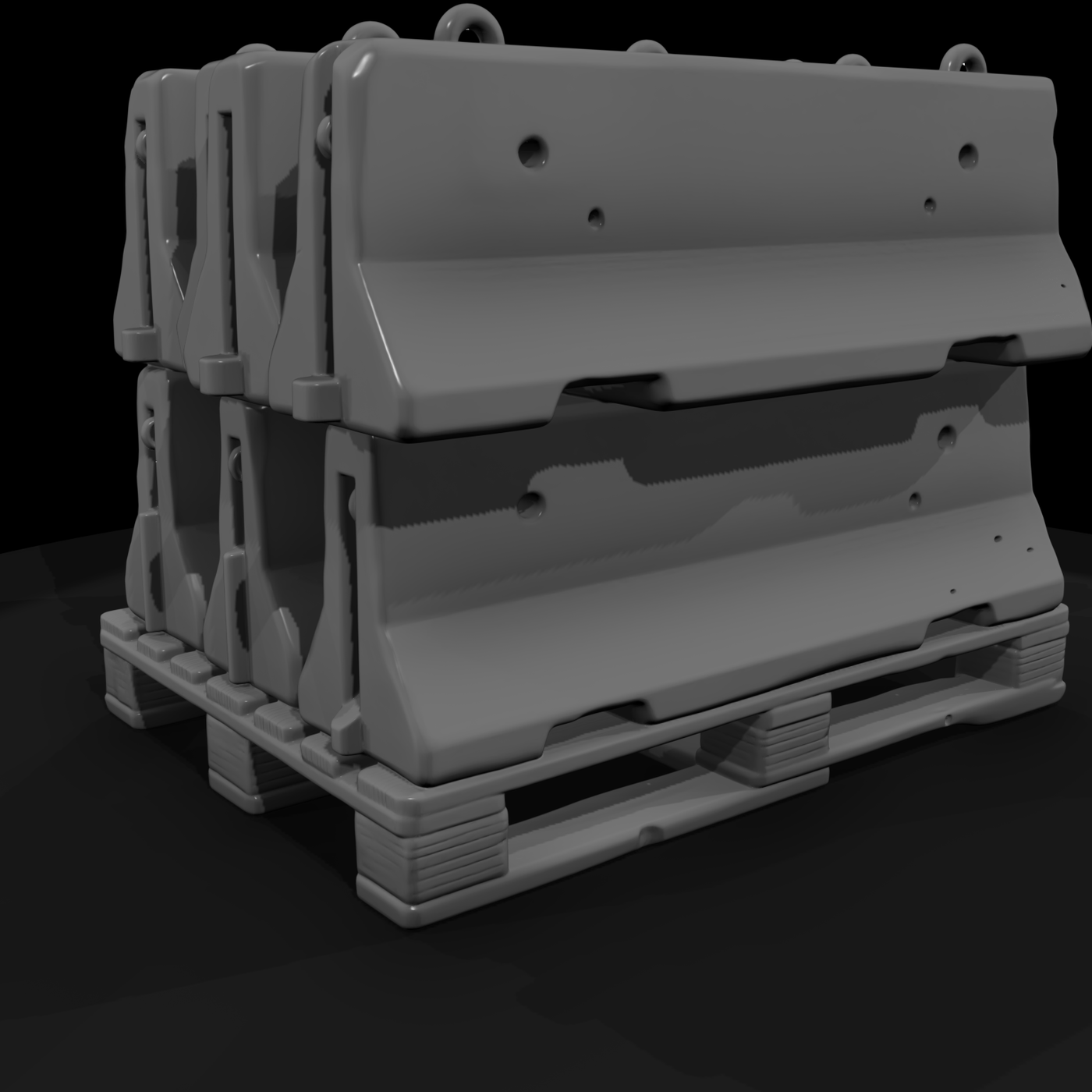 Stacked Concrete Traffic Barriers