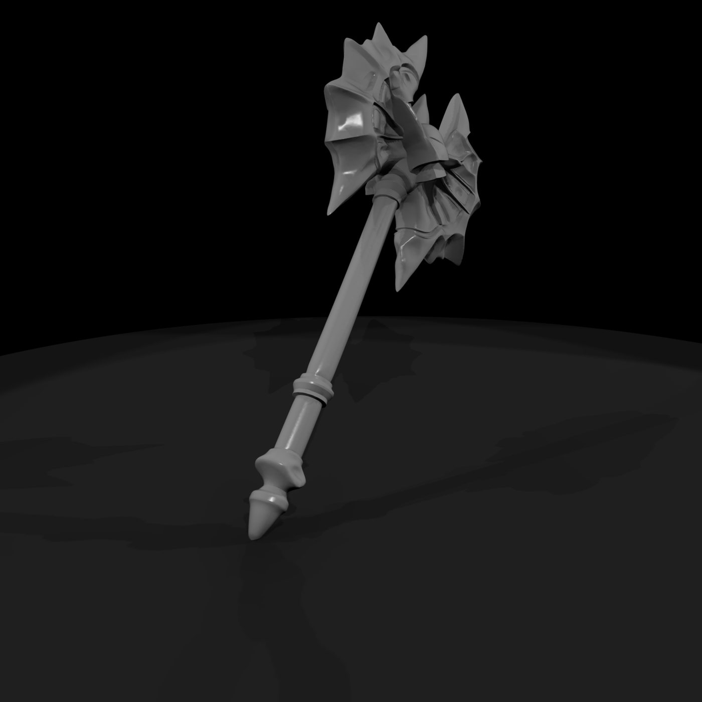 Stylized Spiked Double-Head Battle Axe