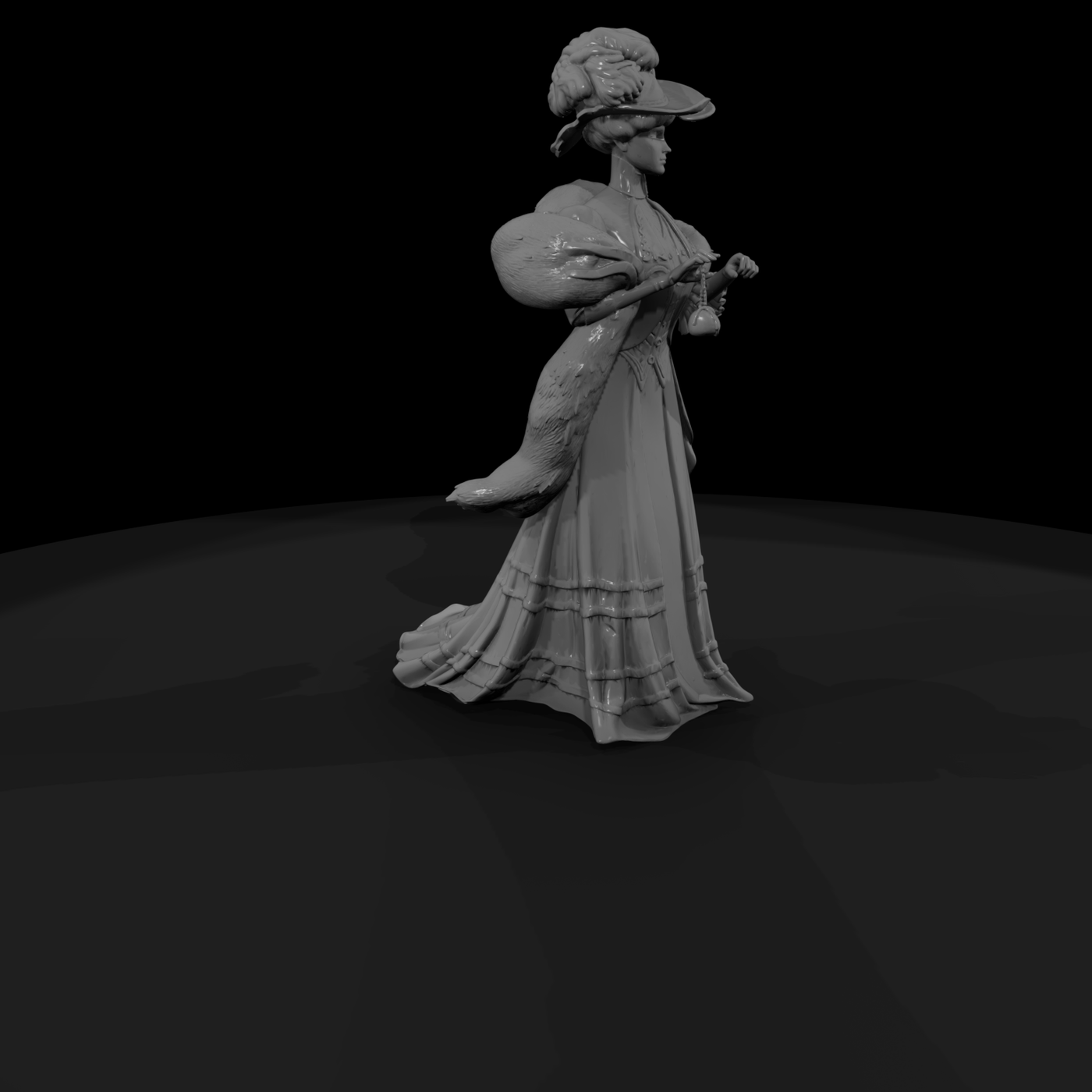 Edwardian Lady with Fur Stole