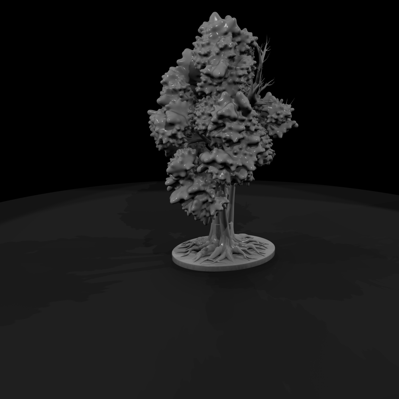 Stylized Broadleaf Tree on Round Base — Terrain