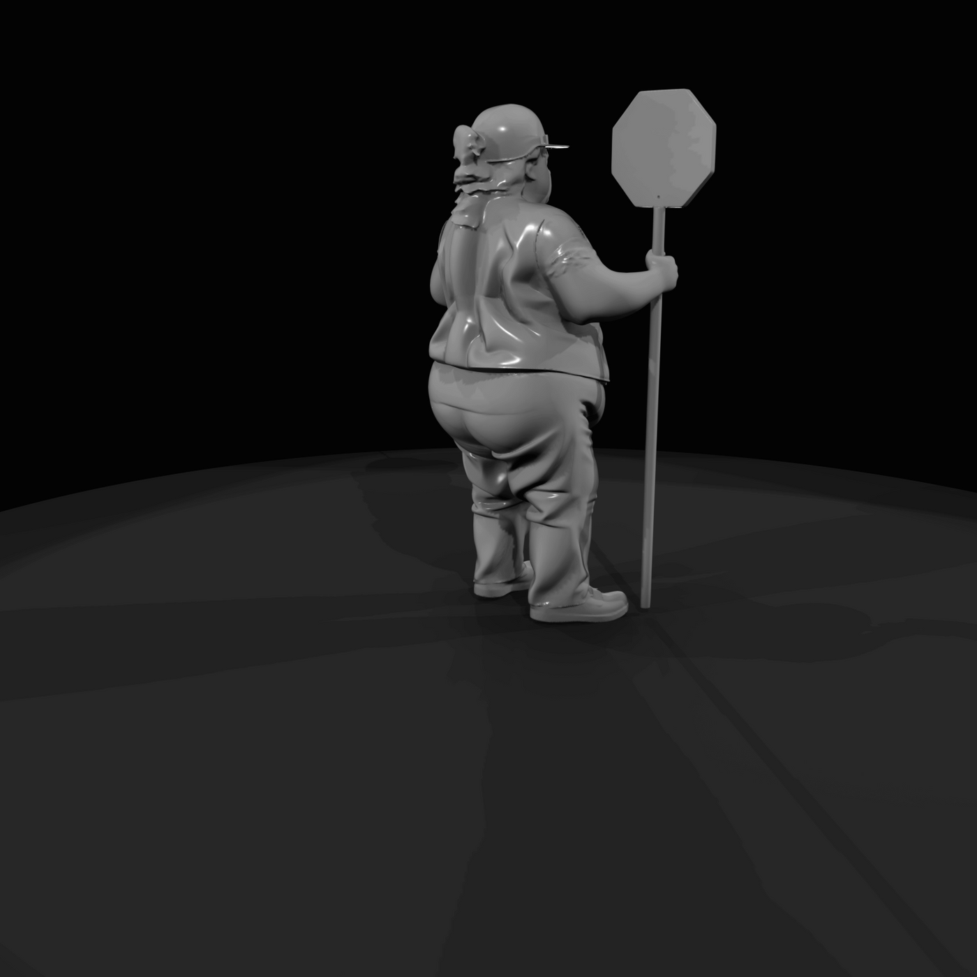 Road Crew Flagger with Stop Sign