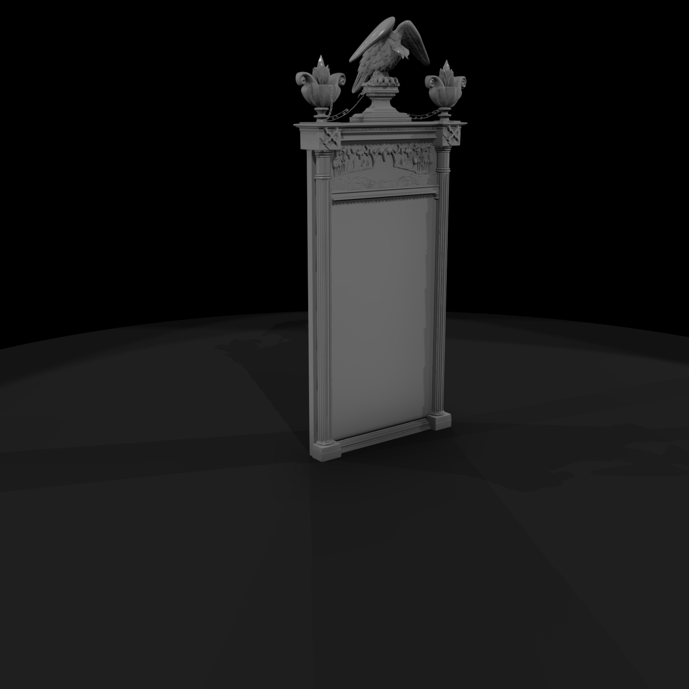 Neoclassical Grave Stele with Eagle and Urns