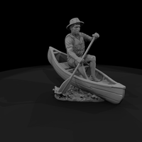 Wooden Canoe with Paddler — thumbnail 4