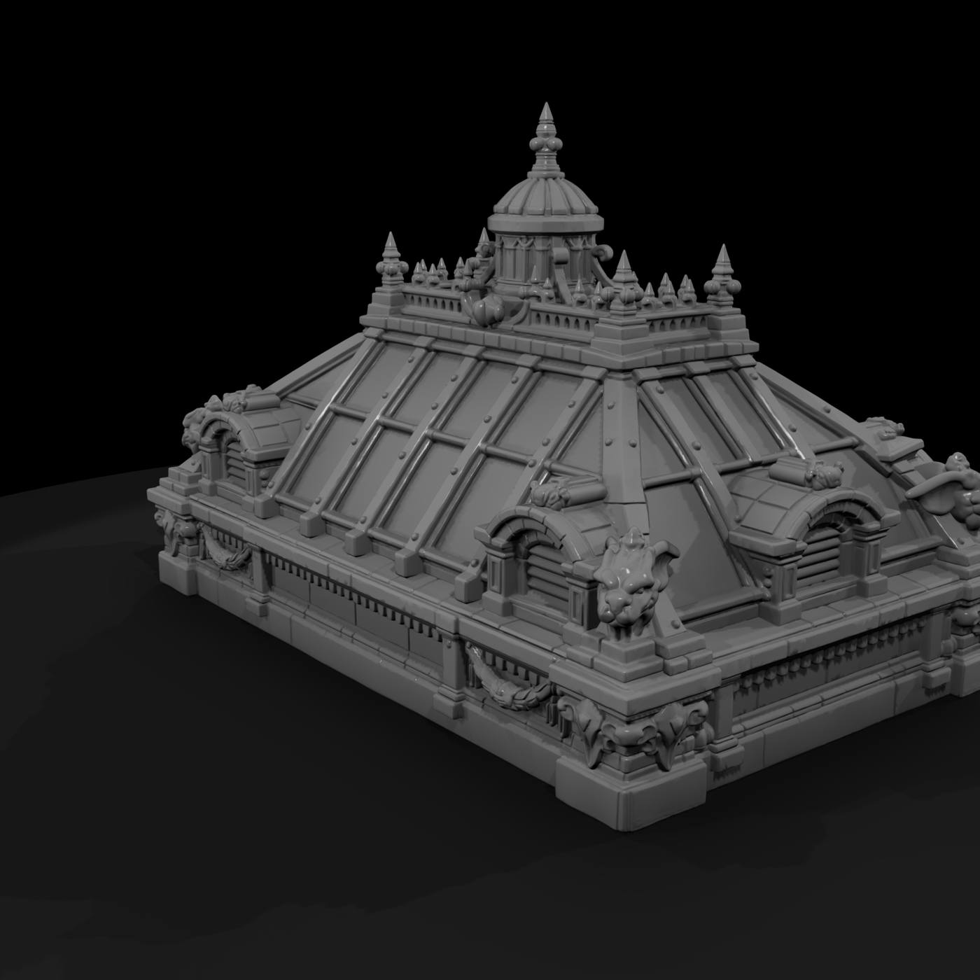 Ornate Skylight Roof Section Cupola and Dormers