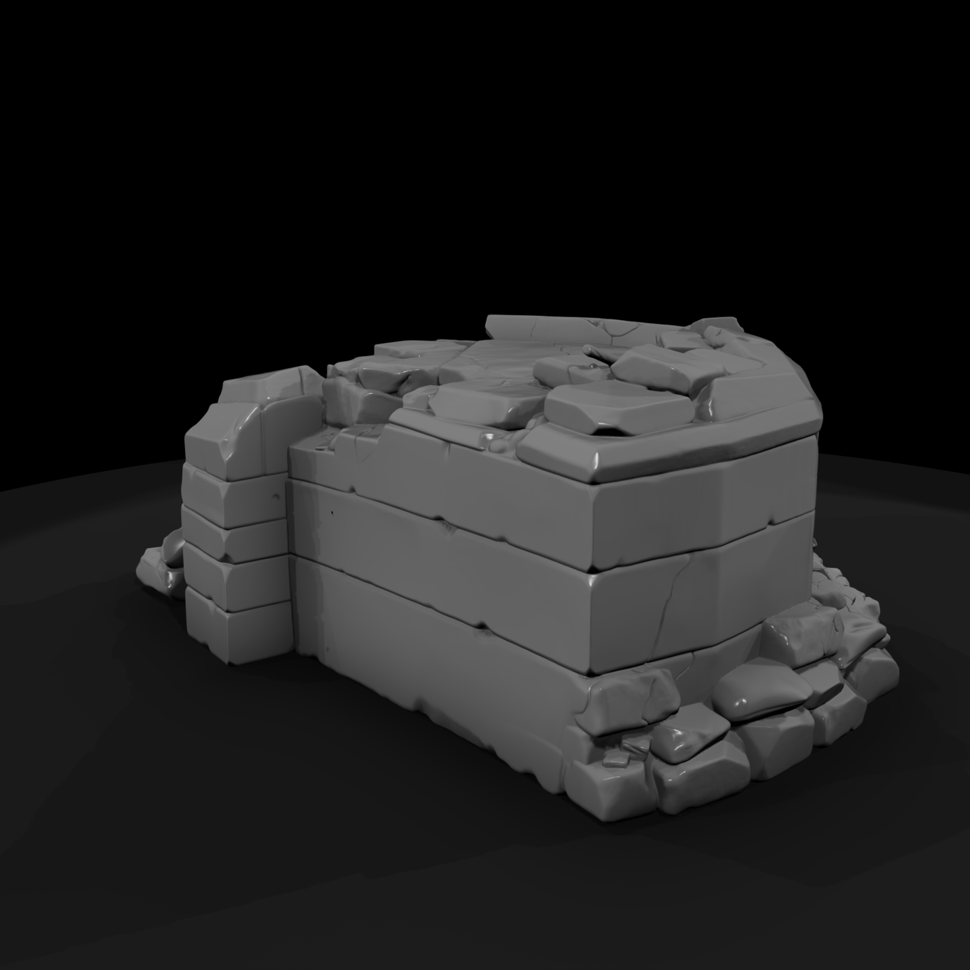 Damaged Concrete Pillbox Bunker