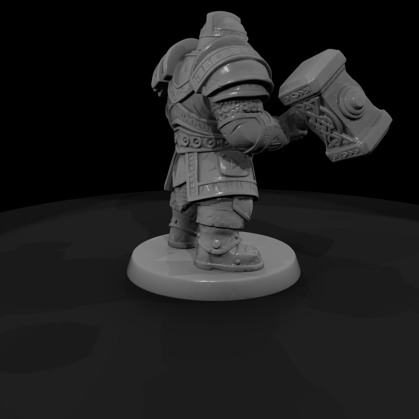 Armored Dwarf Warrior with Warhammer