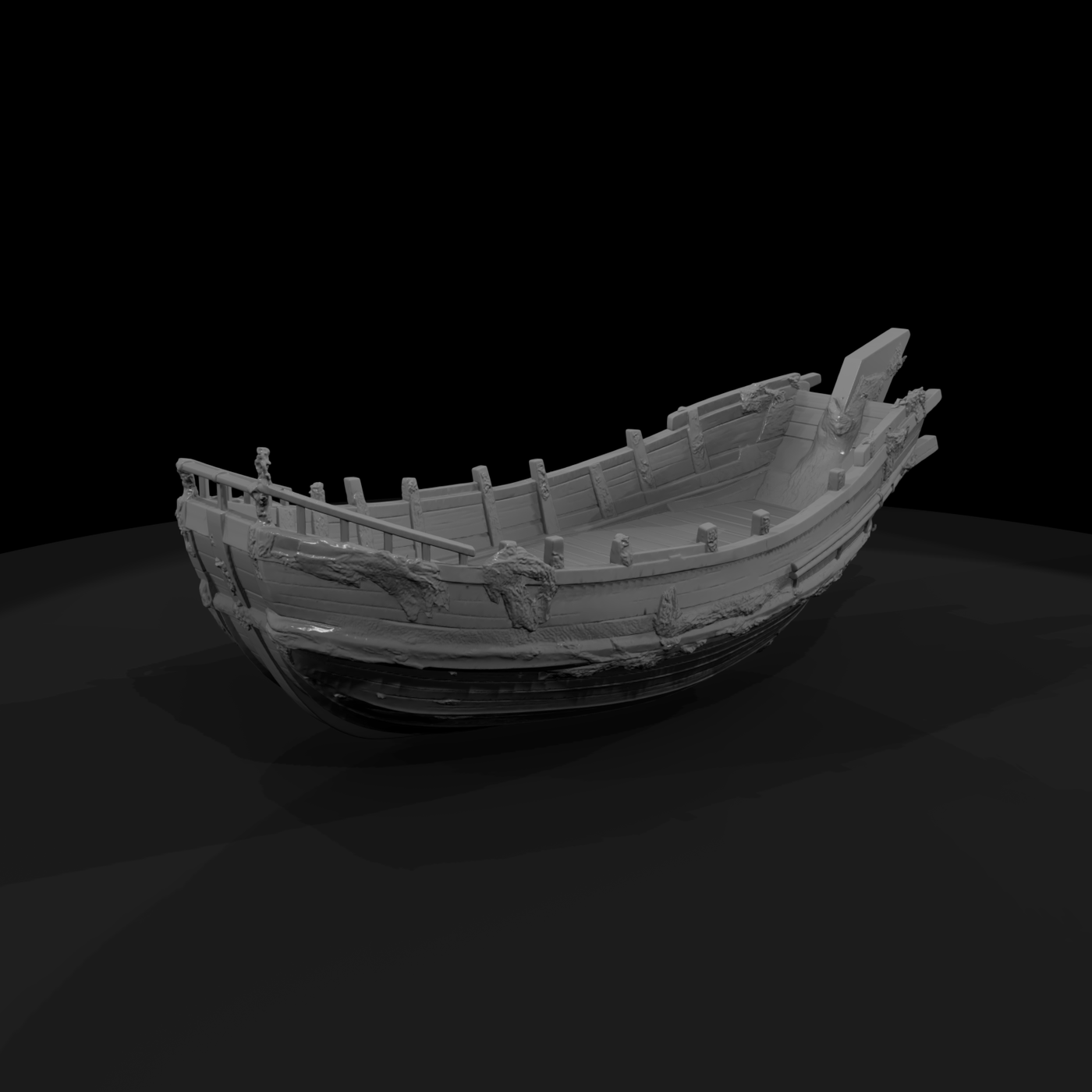 Stylized Sunken Wooden Shipwreck