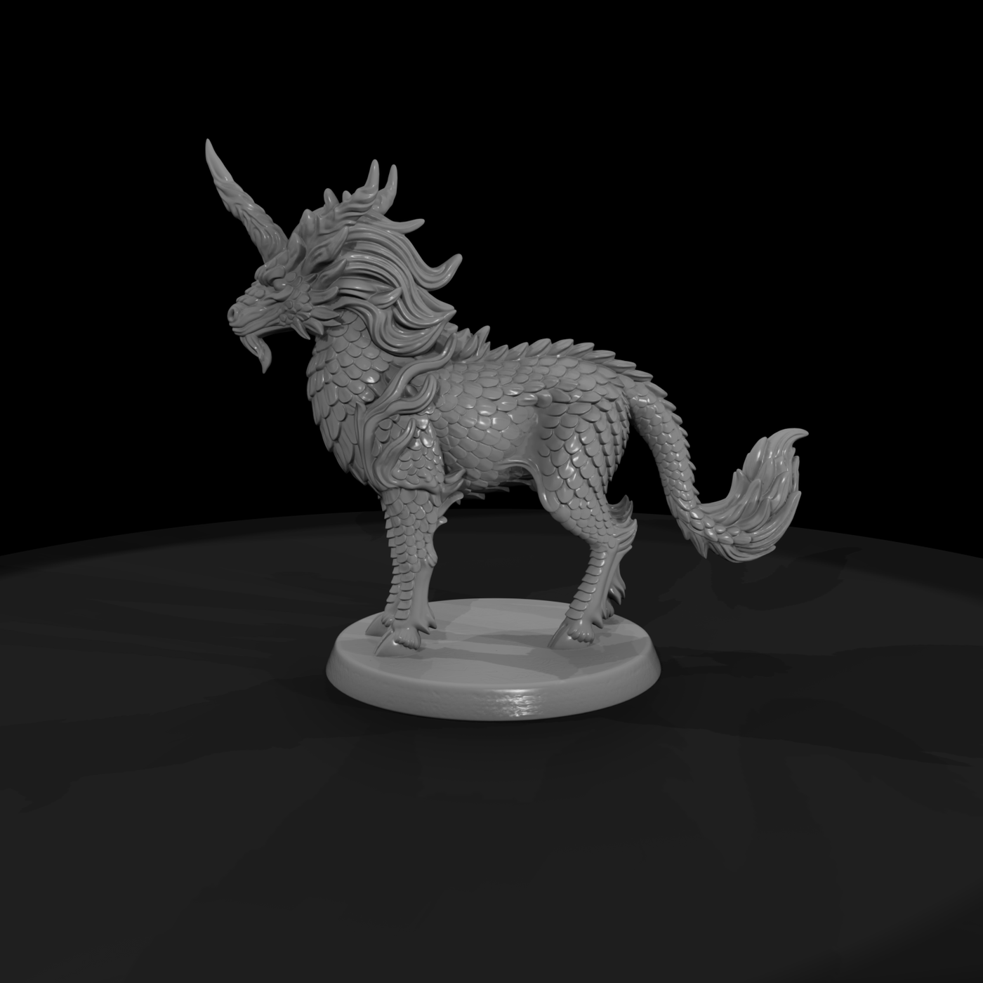 Detailed Fantasy Kirin Miniature 3D Model Vecikgfz