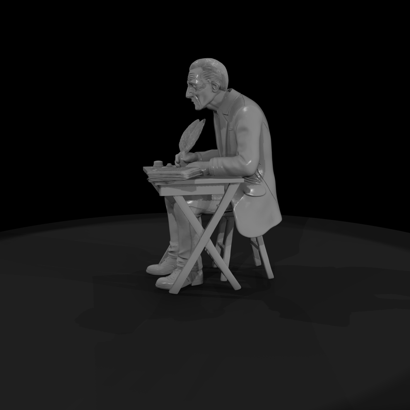 Elderly Scribe at Writing Desk