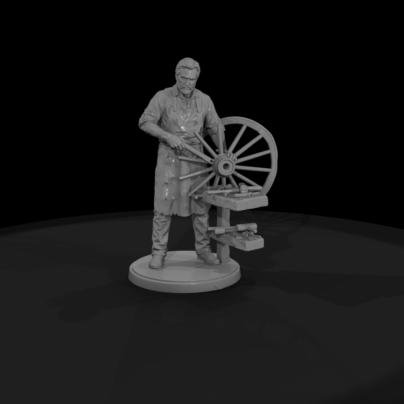 Wheelwright at His Workbench