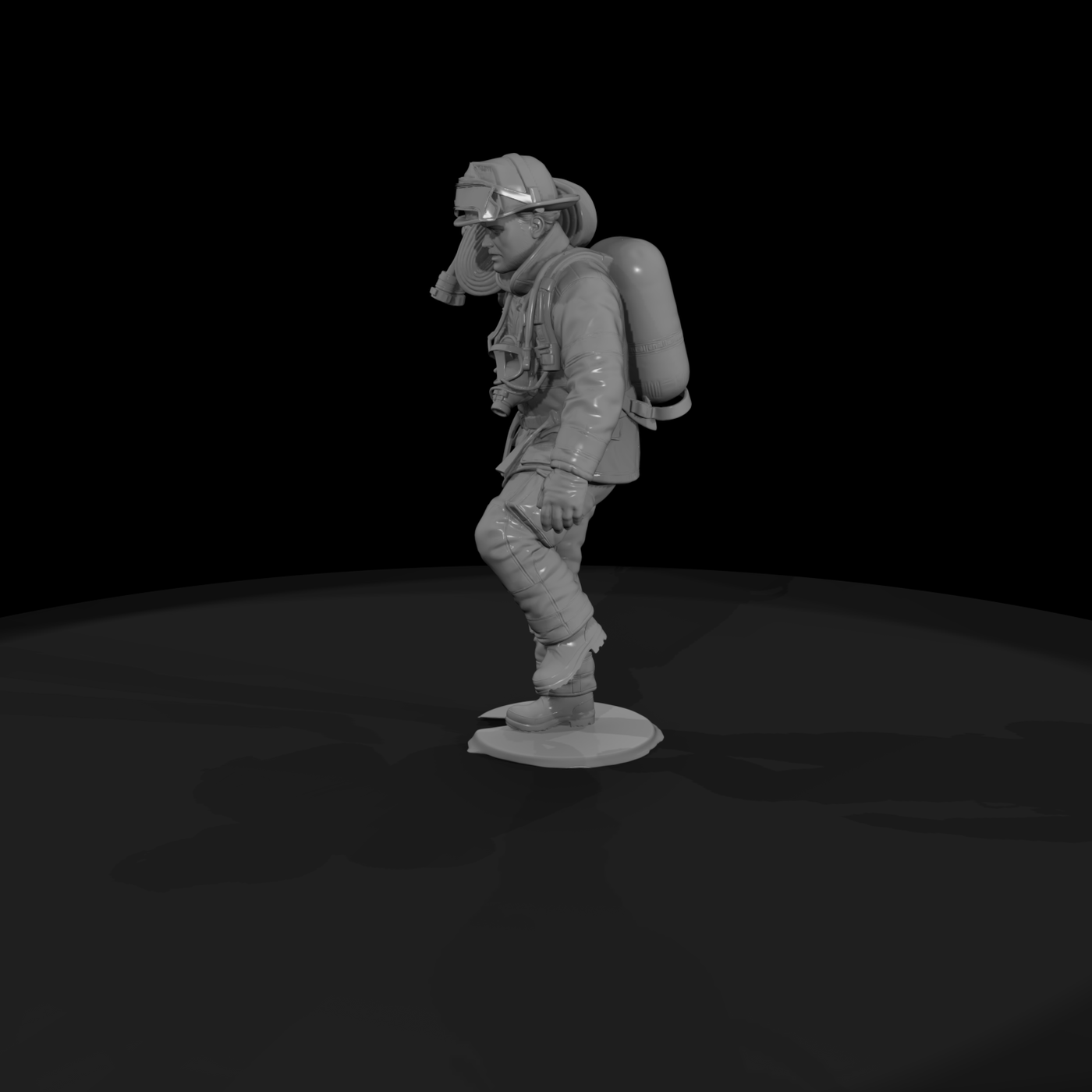 1980s Firefighter with High-Rise Hose Pack