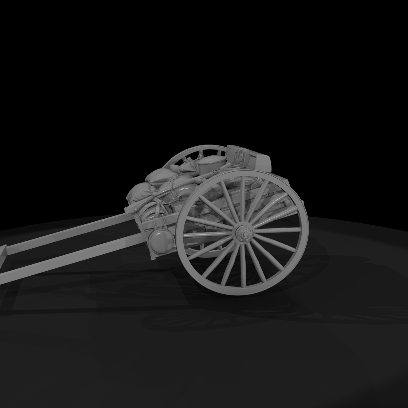 Wooden Two-Wheeled Supply Cart