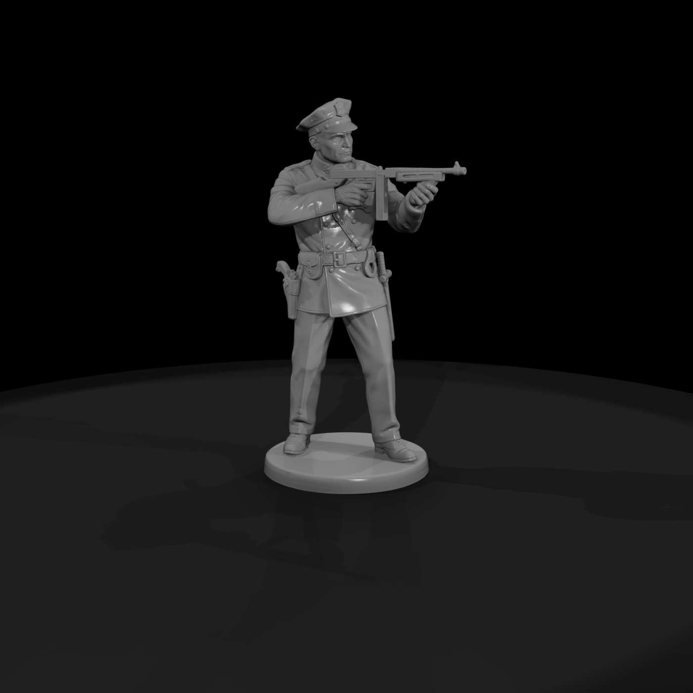 1920s Police Officer with Submachine Gun