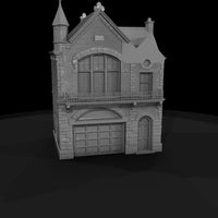 victorian-townhouse-facade-with-turret-garage-ho-scale-1-87-035931 — thumbnail 4