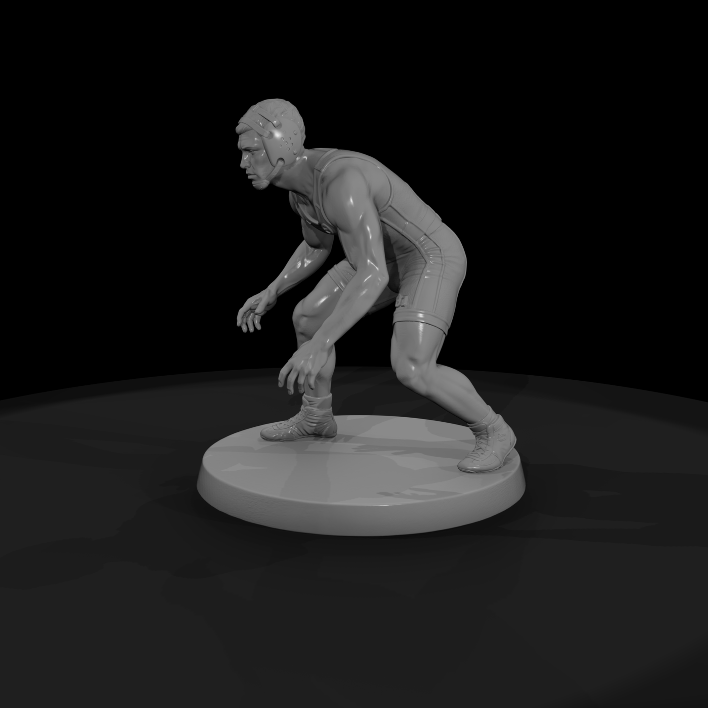 Wrestler in Ready Stance