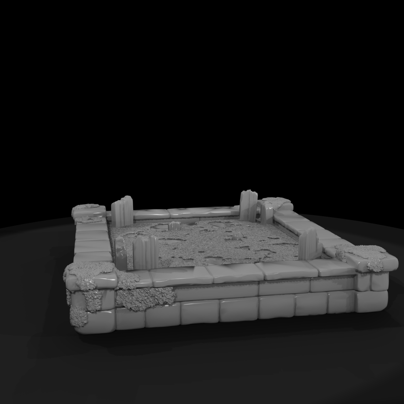 Ruined Medieval Stone Garden Corner — Terrain