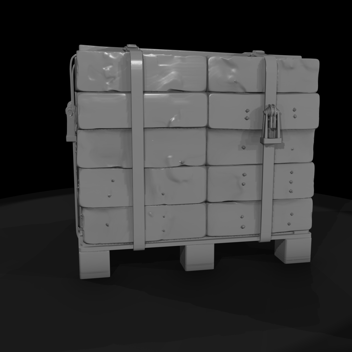 Stylized Industrial Stone-Paver Cargo Crate