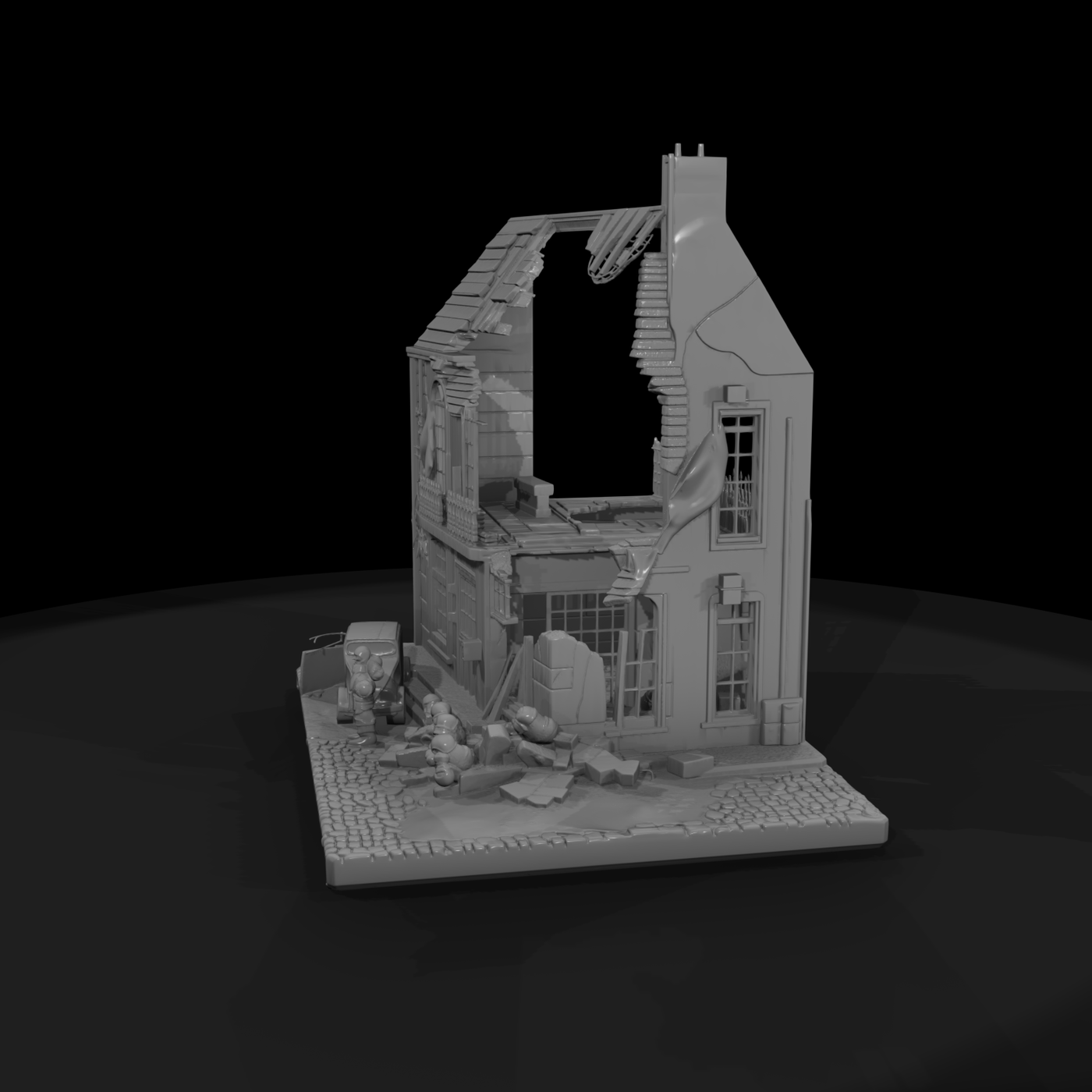 WWII Ruined Townhouse (Untextured)