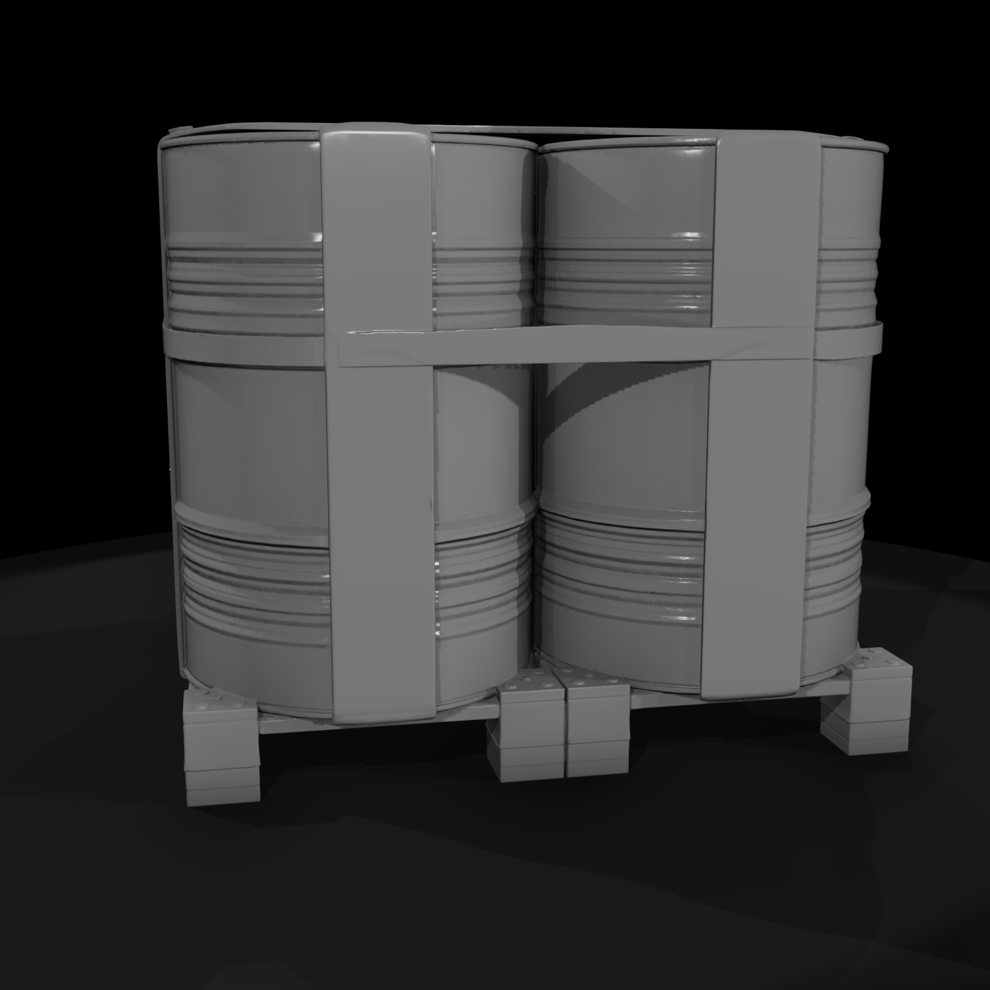 Industrial Chemical Drum Pallet Set (Game-Ready)