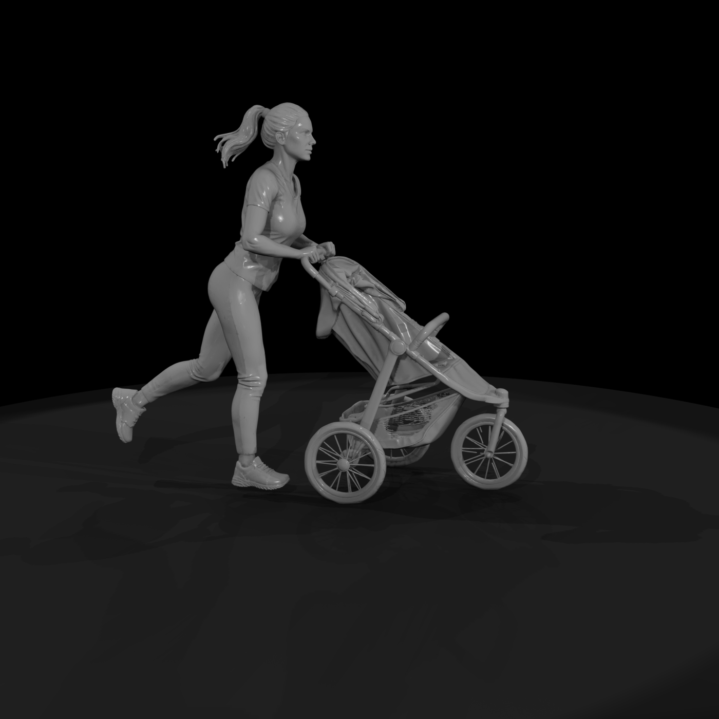 0047 Family Mom Pushing Stroller