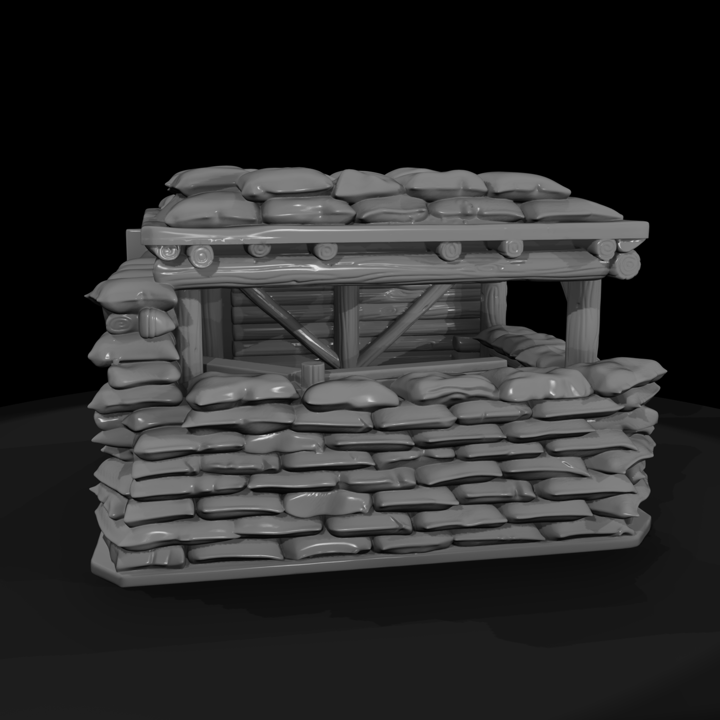 Sandbagged Fighting Position with Overhead Cover