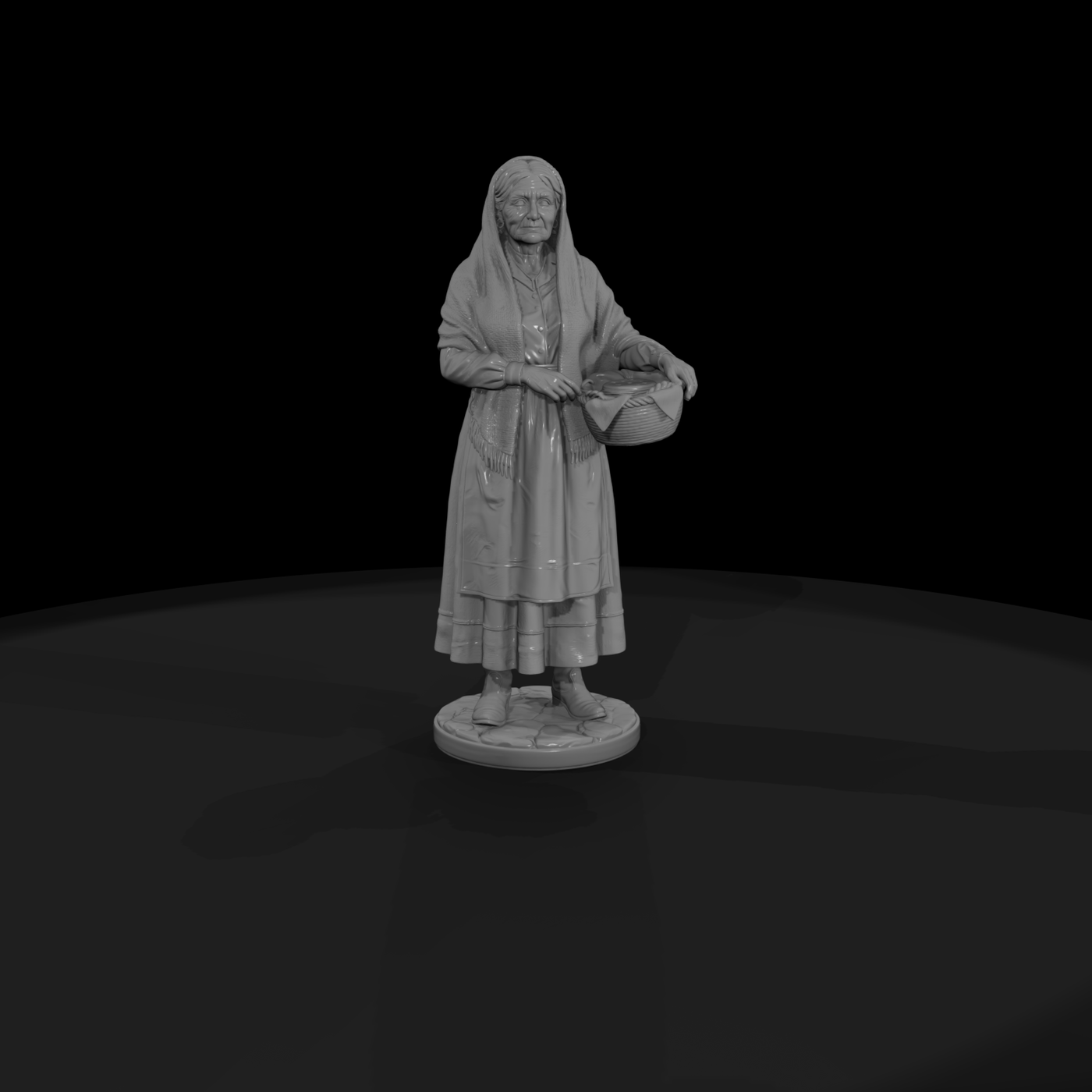 Elderly Market Woman with Basket