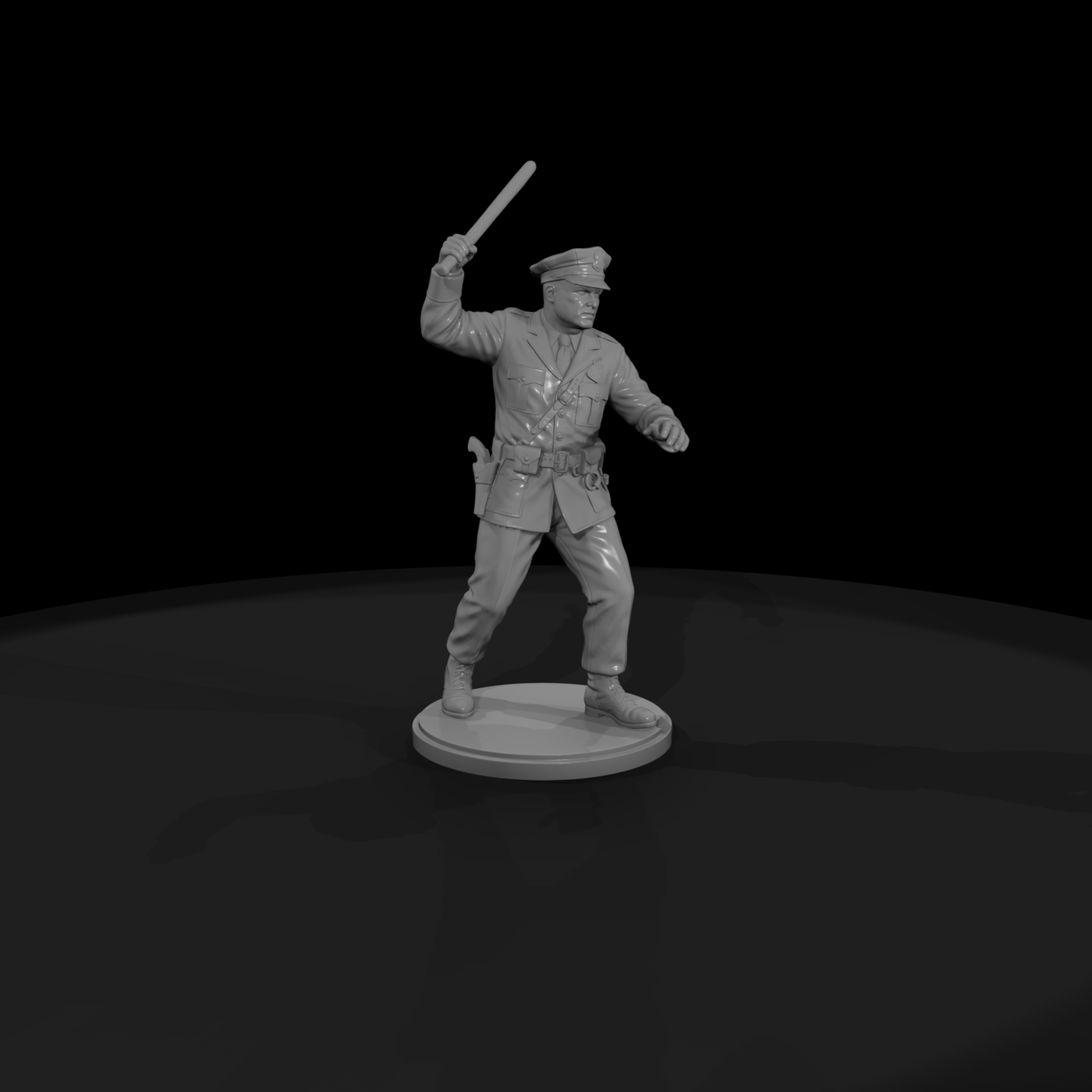 1950s Patrolman Swinging a Nightstick