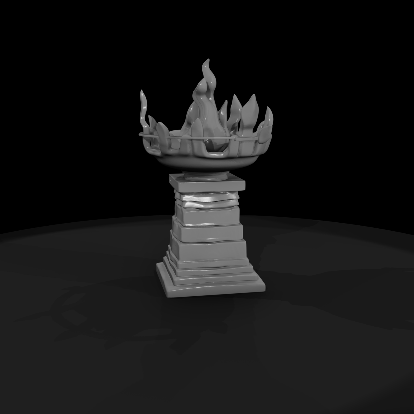 Ceremonial Brazier on Stone Pedestal