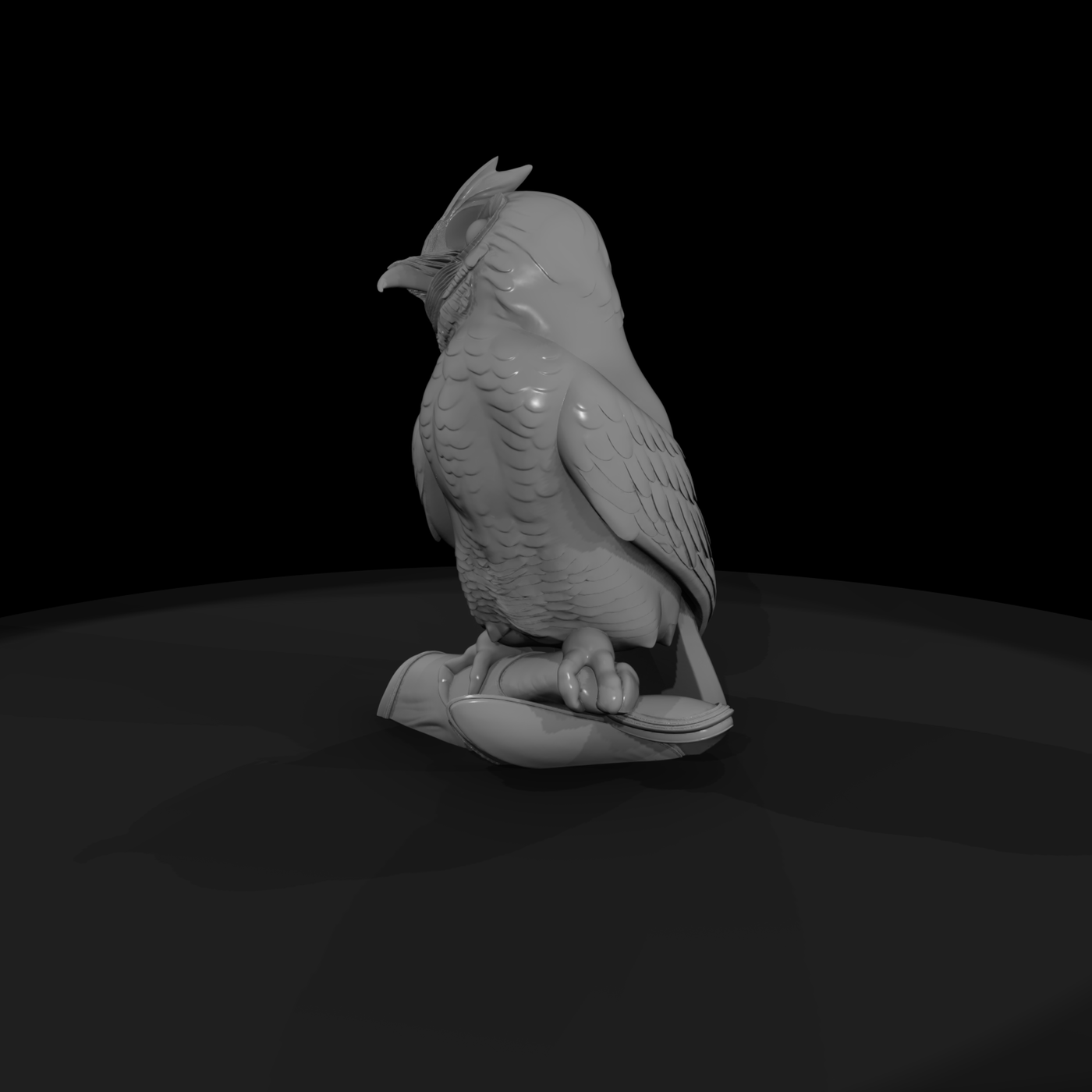 Stylized Great Horned Owl Sculpture — Accent