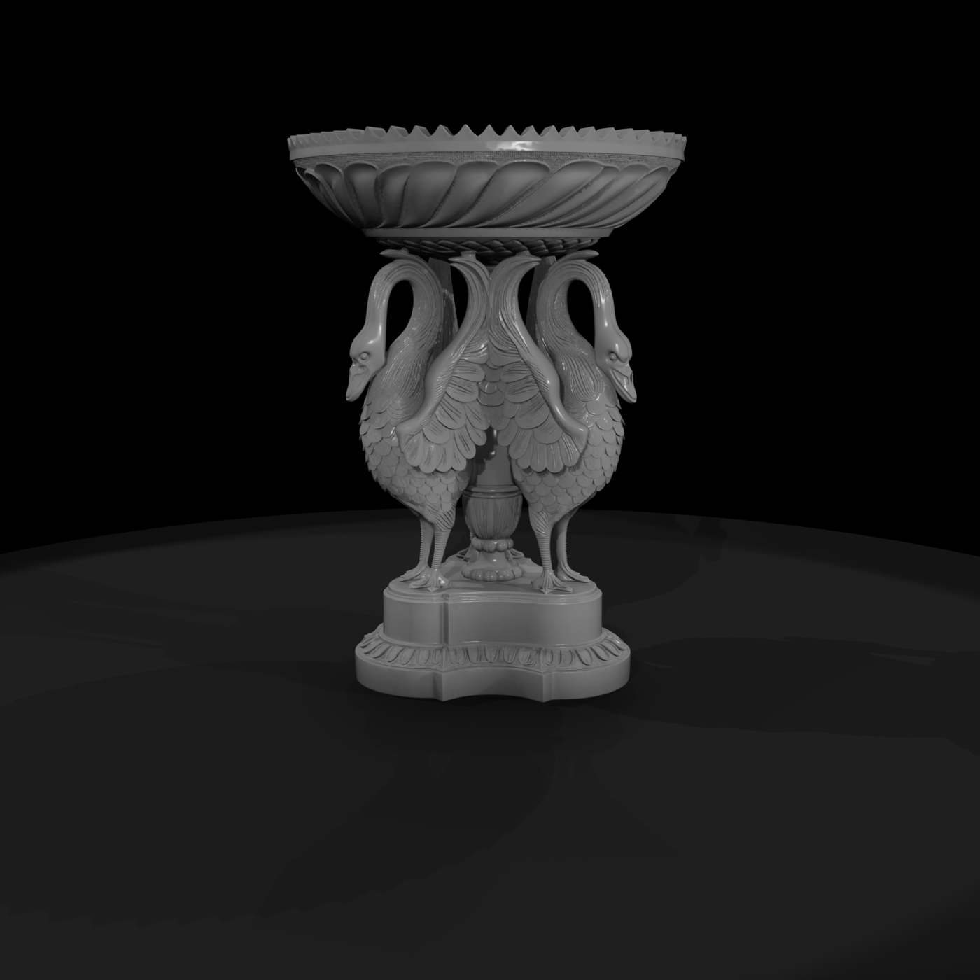 Ornate Swan Pedestal Decorative Bowl