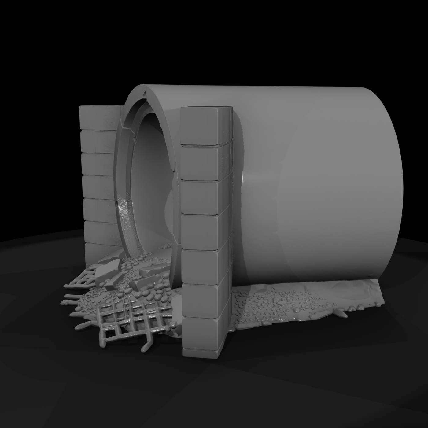 Damaged Concrete Sewer Tunnel — Entrance