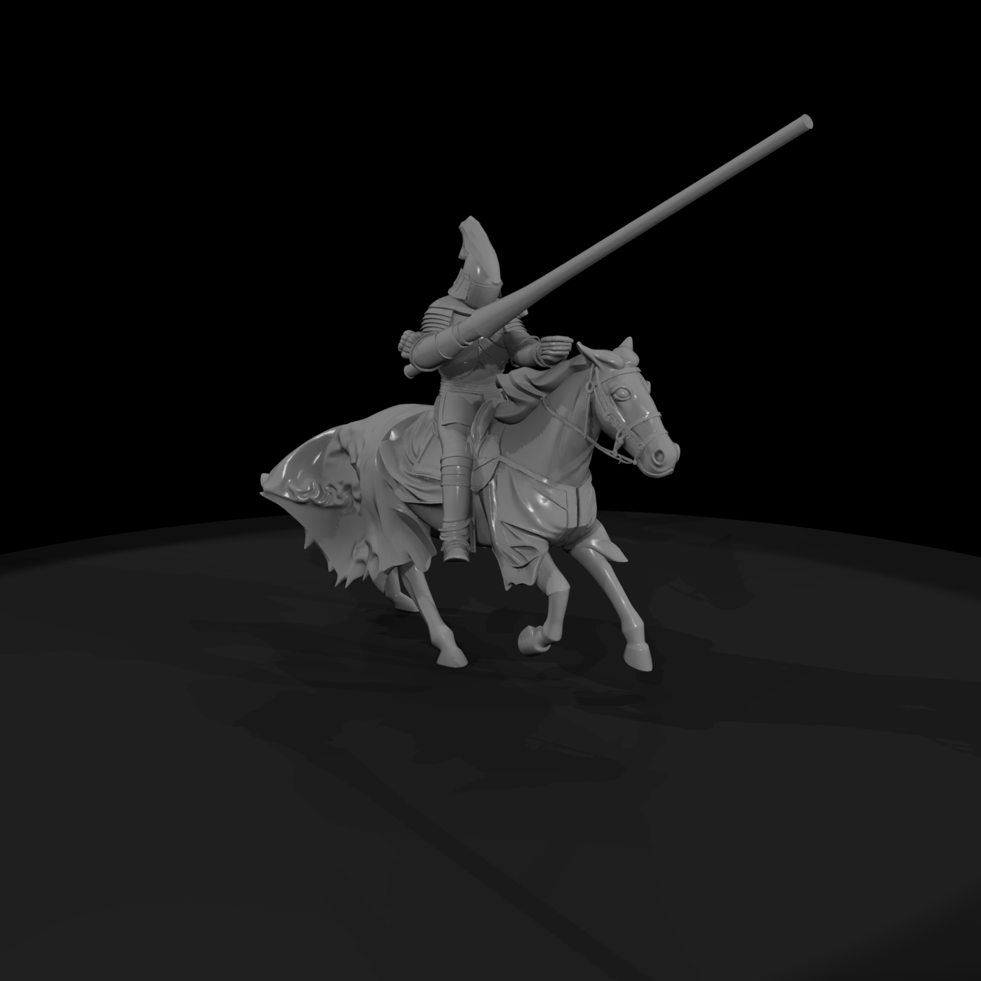 Medieval Jousting Knight on Horseback — Paintable