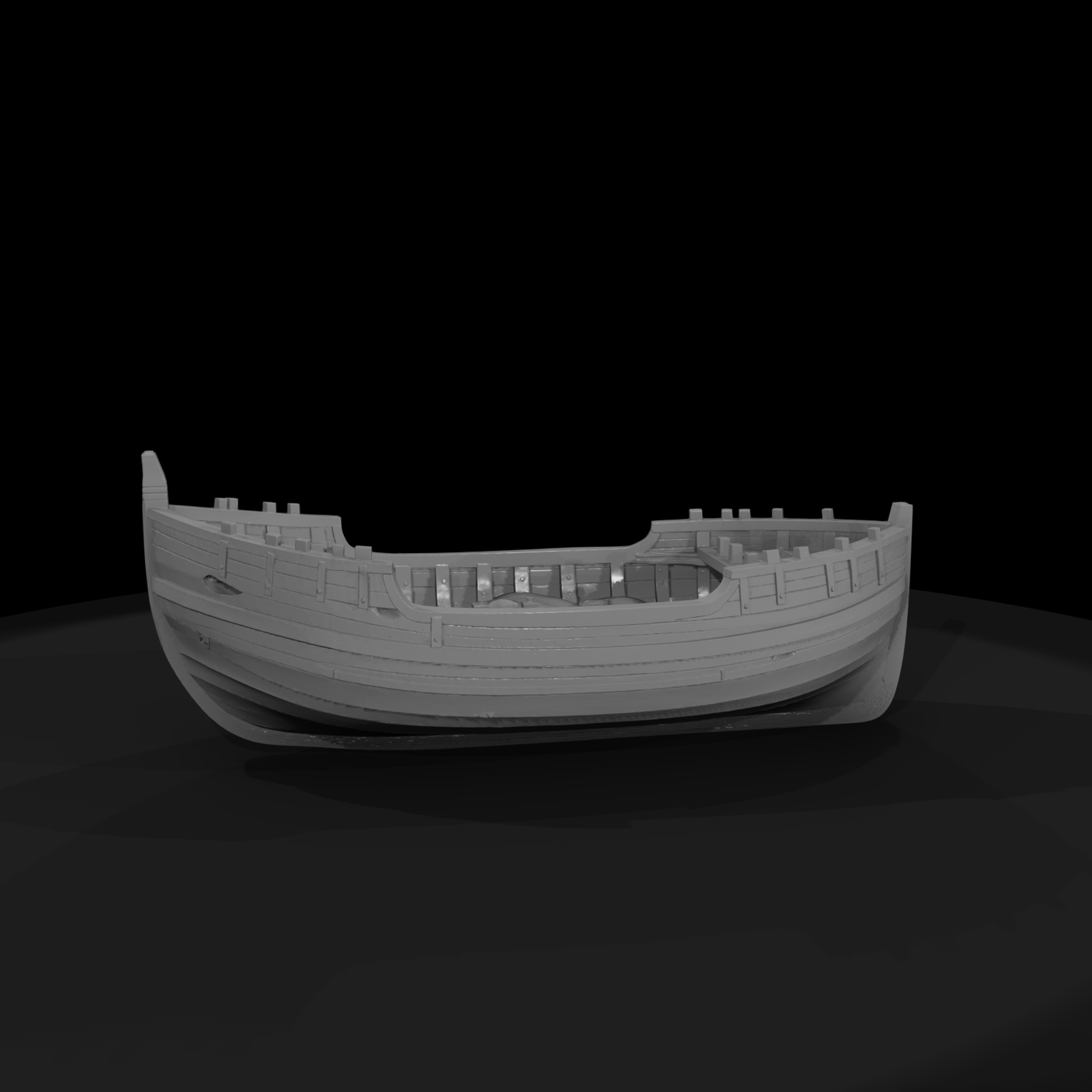 Damaged Wooden Rowboat