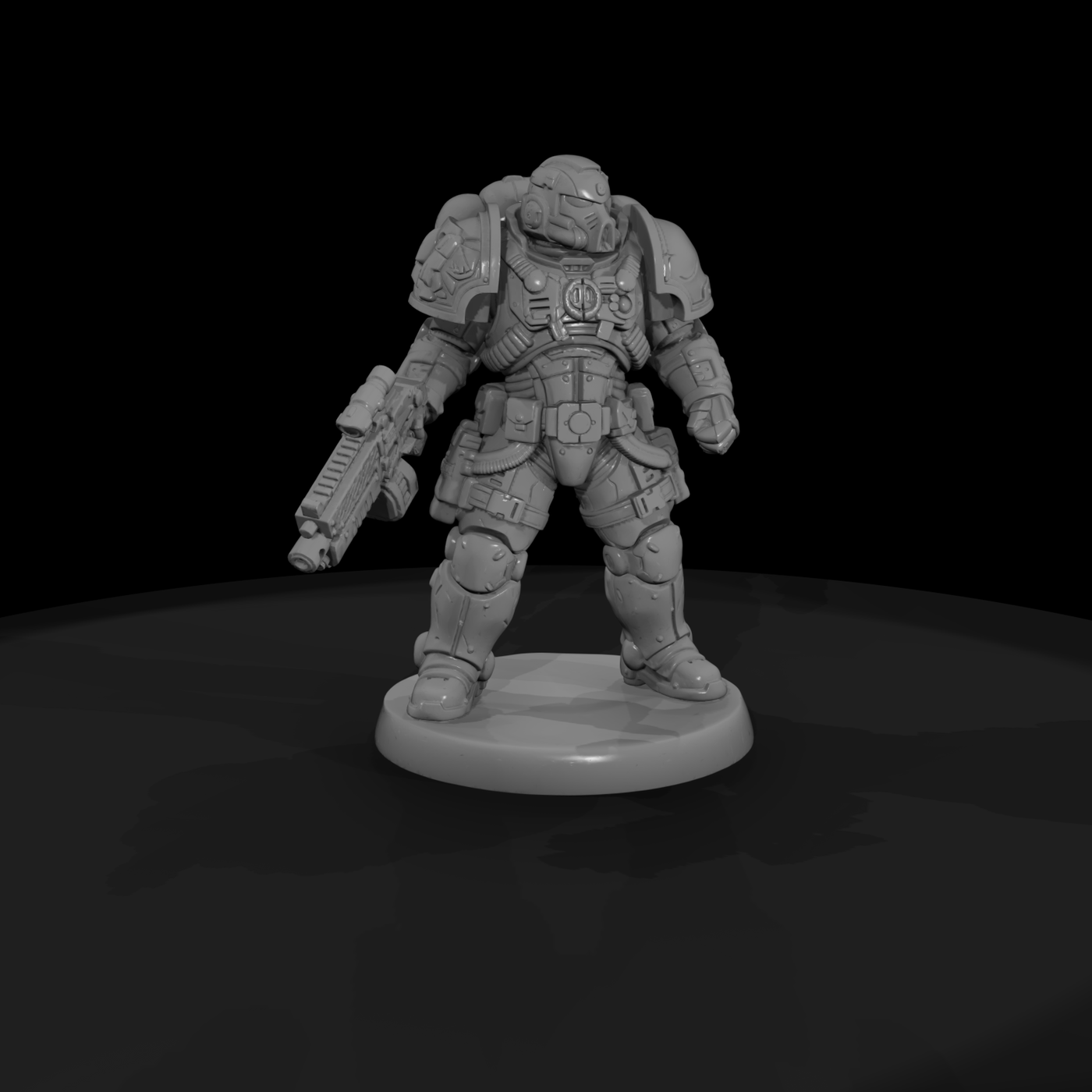 Power-Armored Space Soldier with Rifle