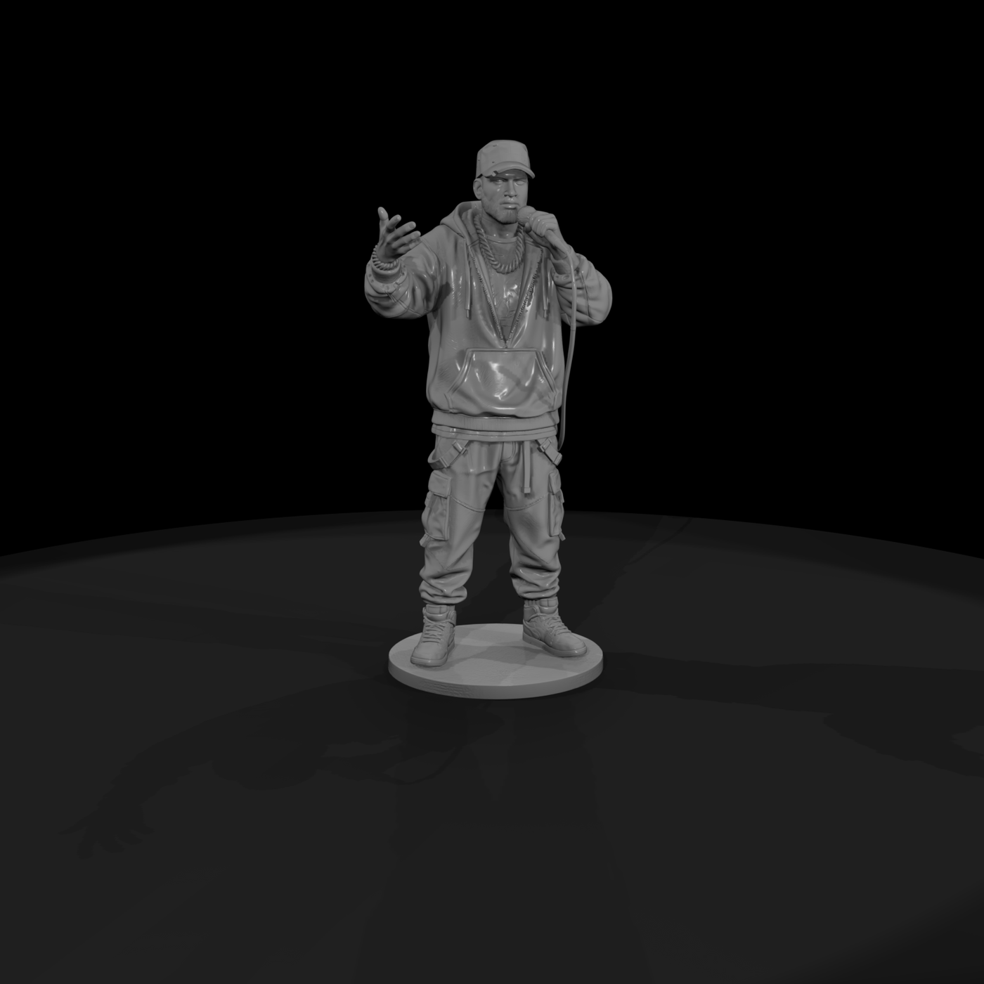 Hip-Hop Emcee on Stage with Mic