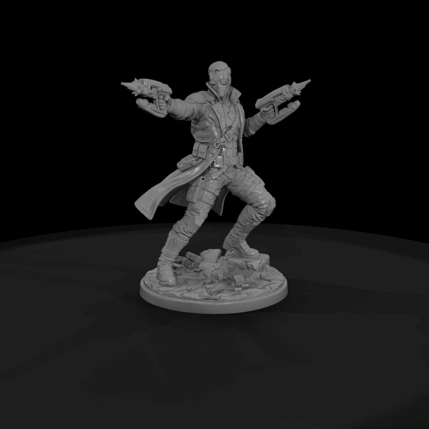 Cybernetic Gunslinger with Twin Pistols