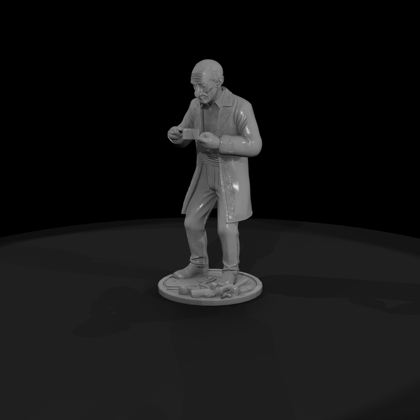 Elderly Pipe-Maker Figurine