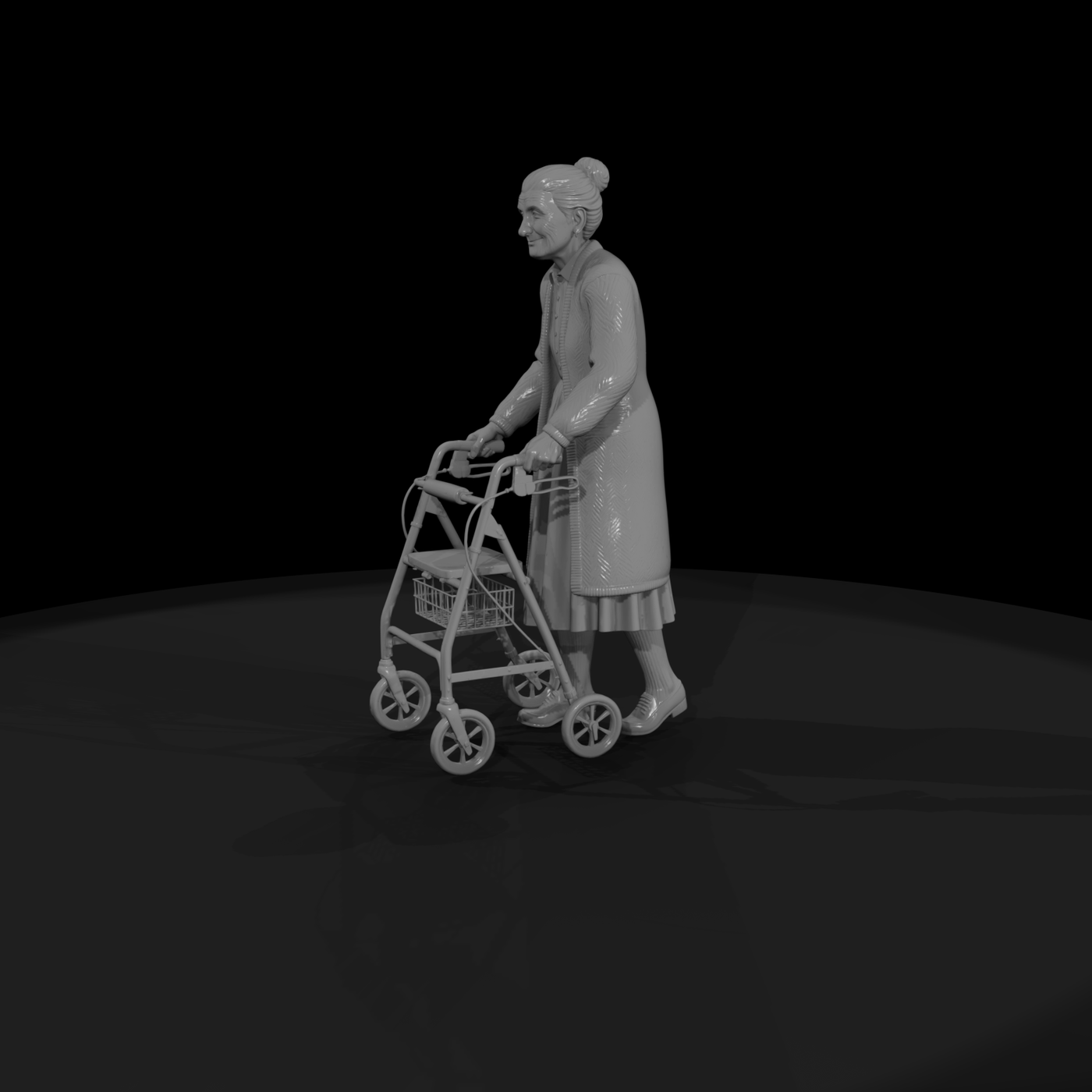 Elderly Woman with Wheeled Walker
