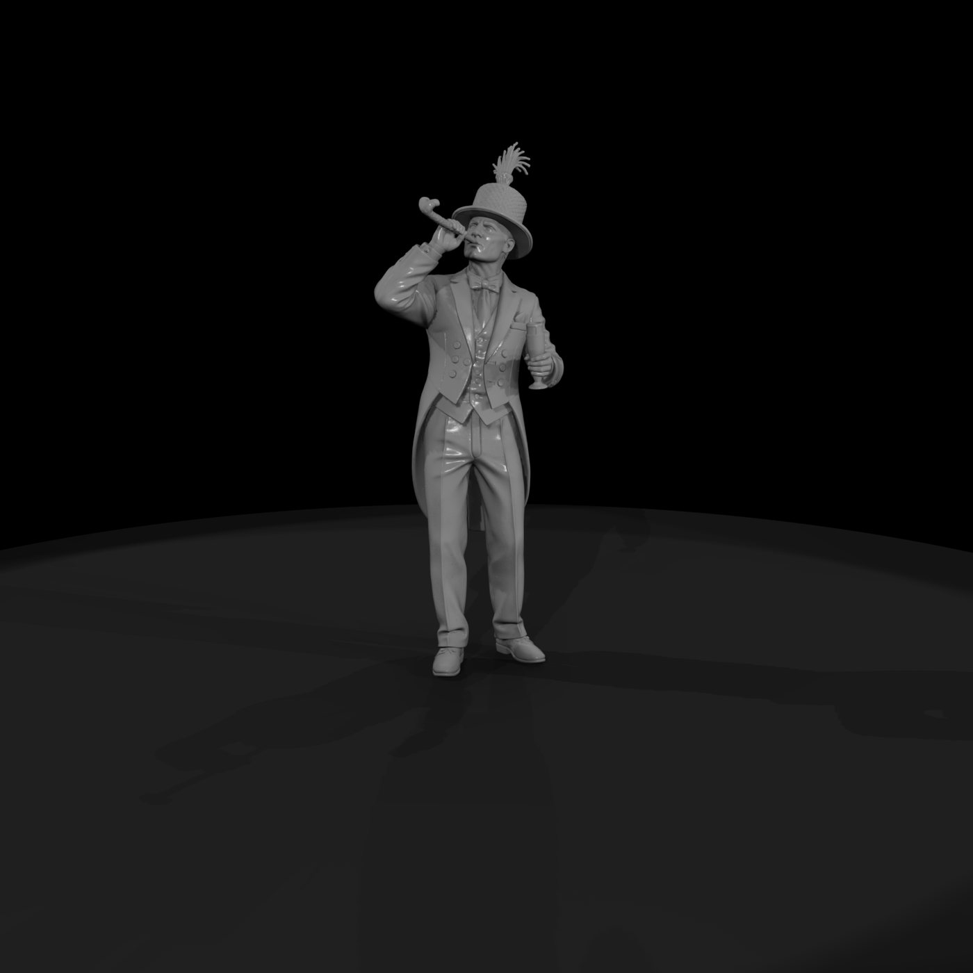 New Year's Reveler Blowing a Horn