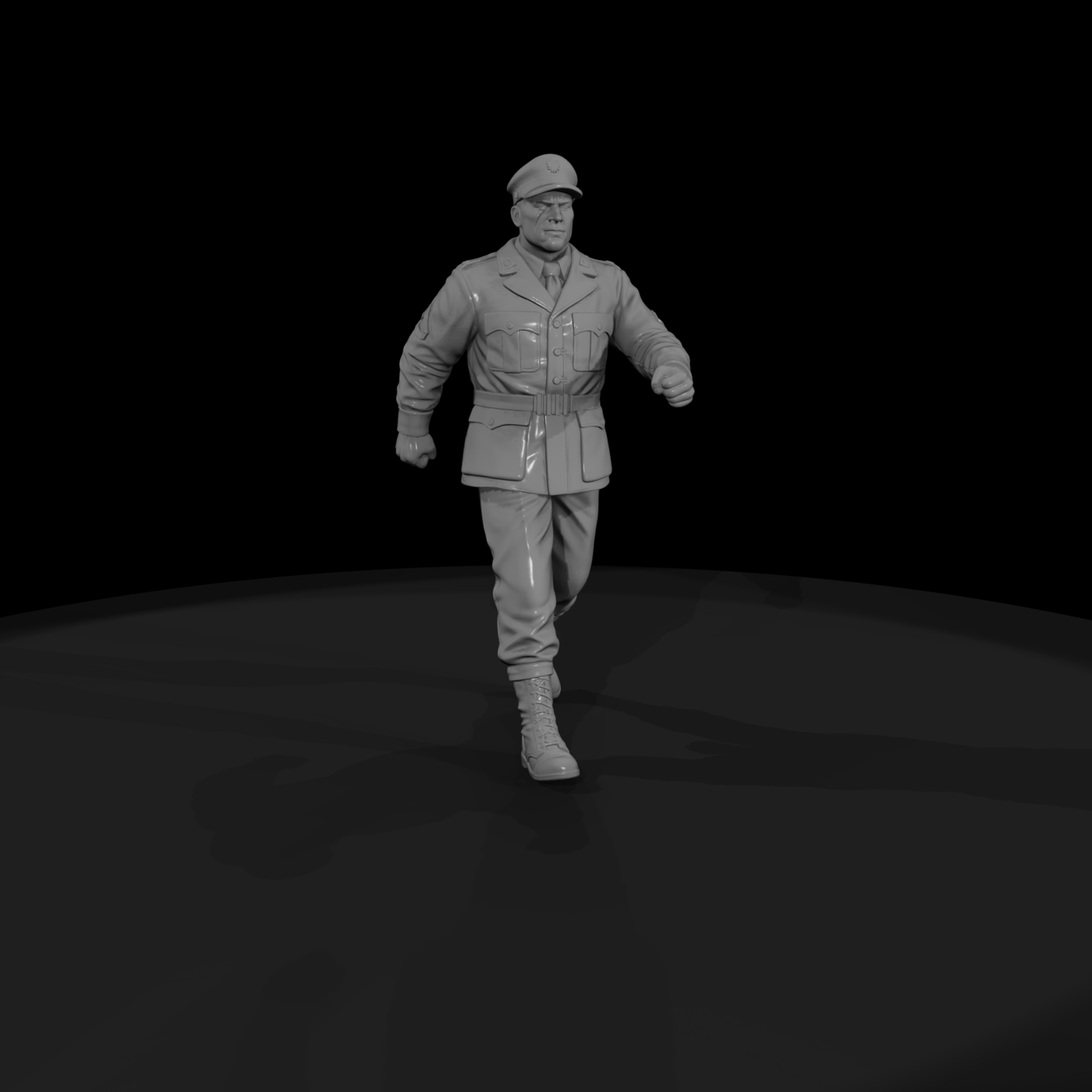 WWII American Army Officer Walking