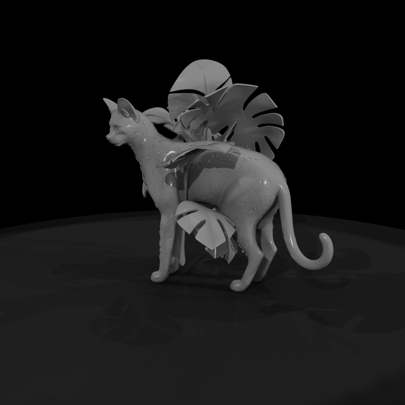 Stylized Spotted Cat Figurine