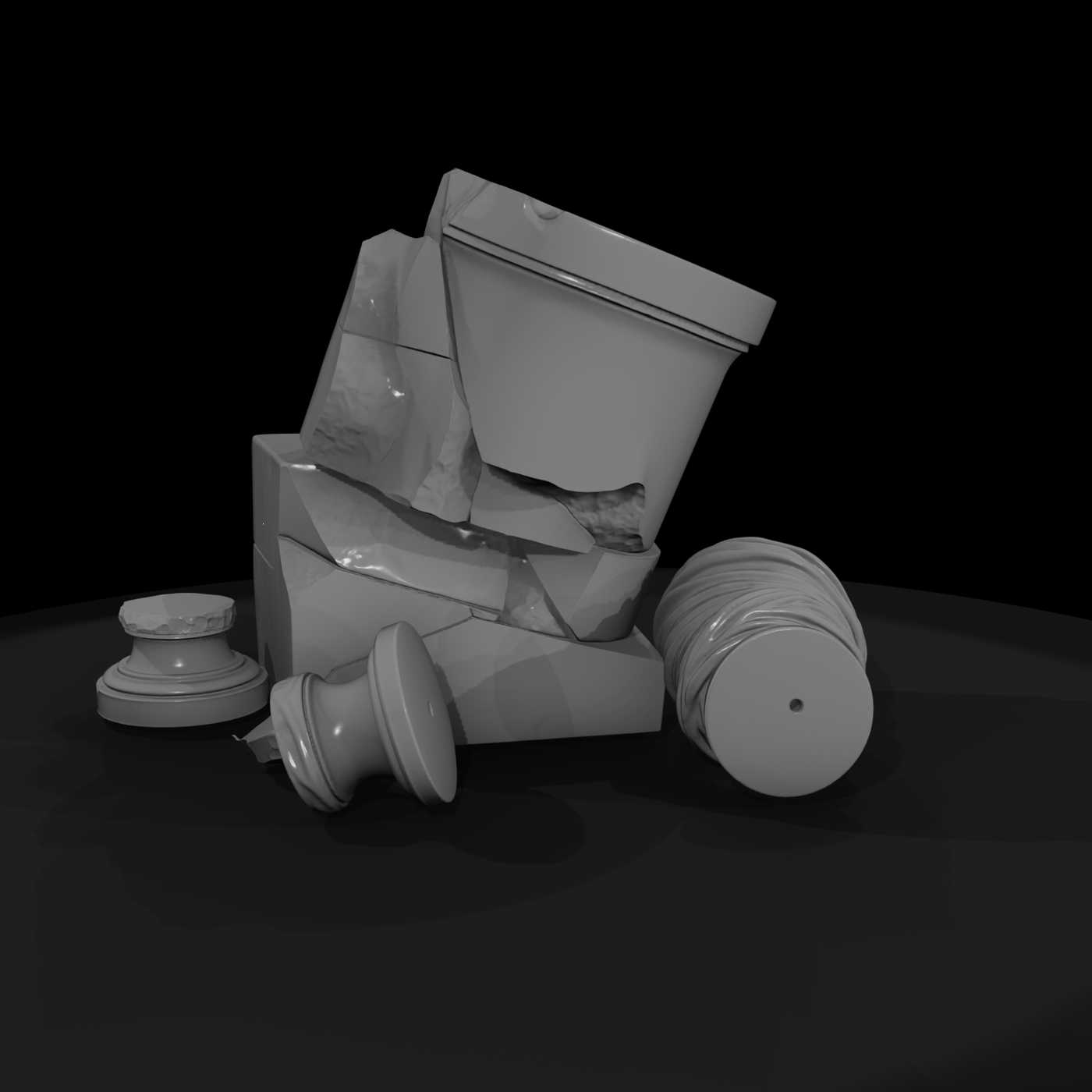 Ruined Stone Column Fragments & Train Layouts