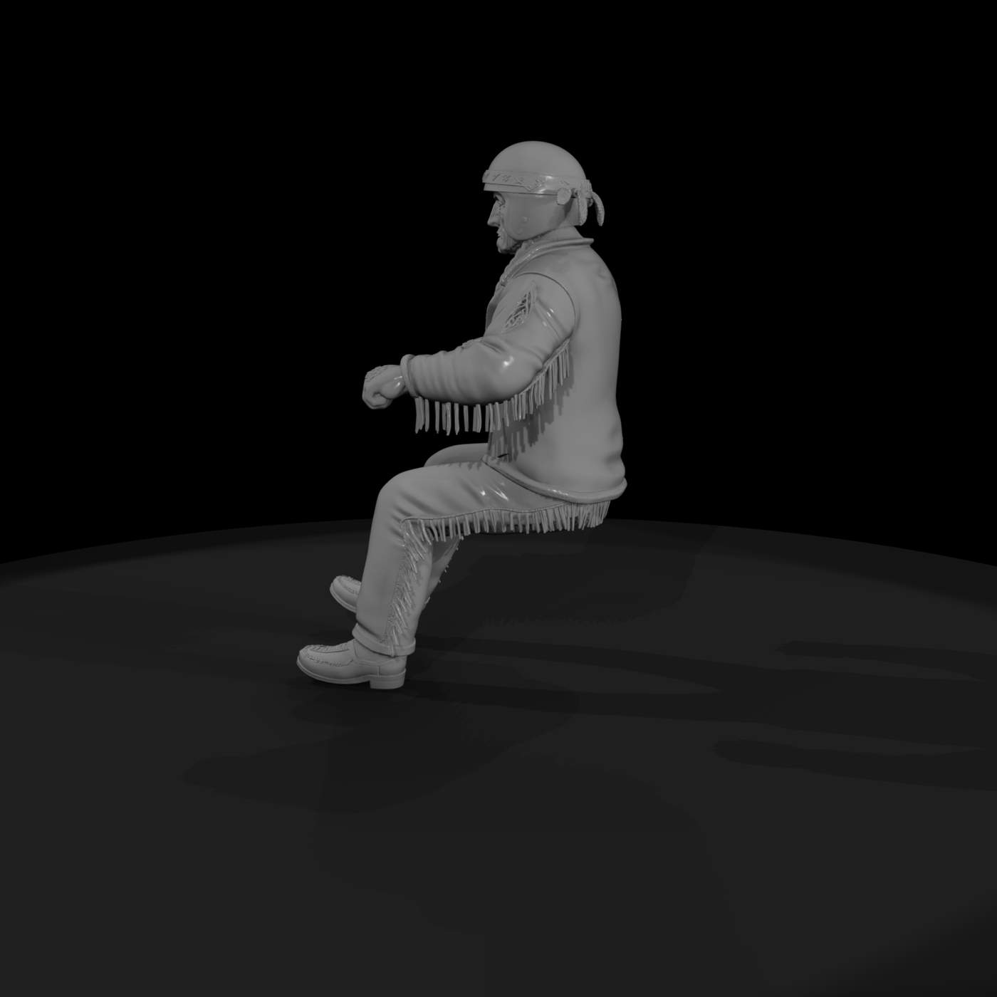 Seated Motorcycle Rider — Adult Male