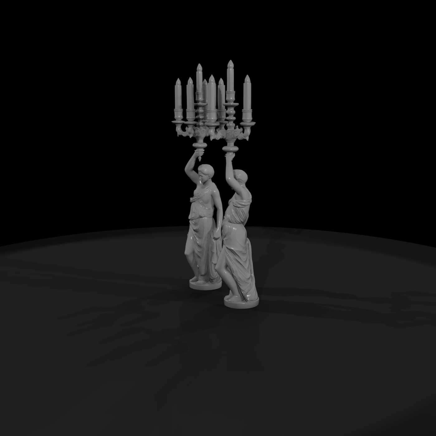Neoclassical Female Statue Candelabra