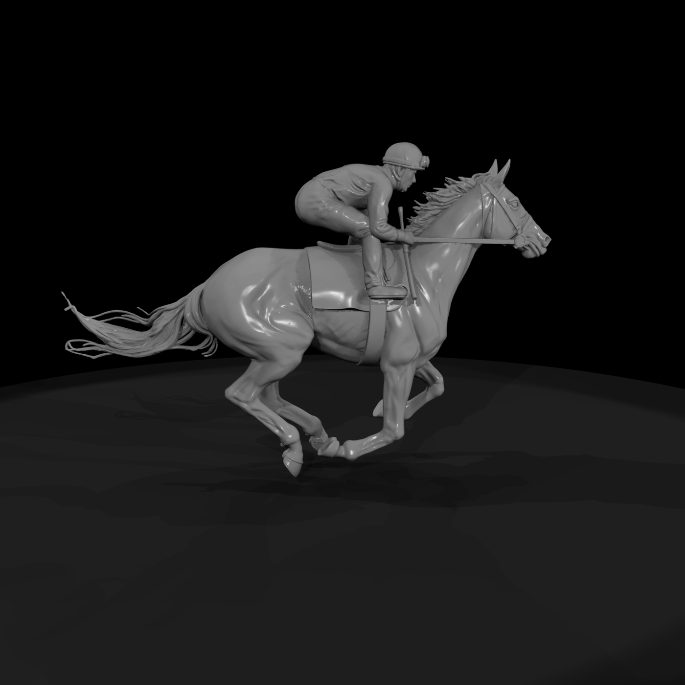 Galloping Racehorse with Jockey